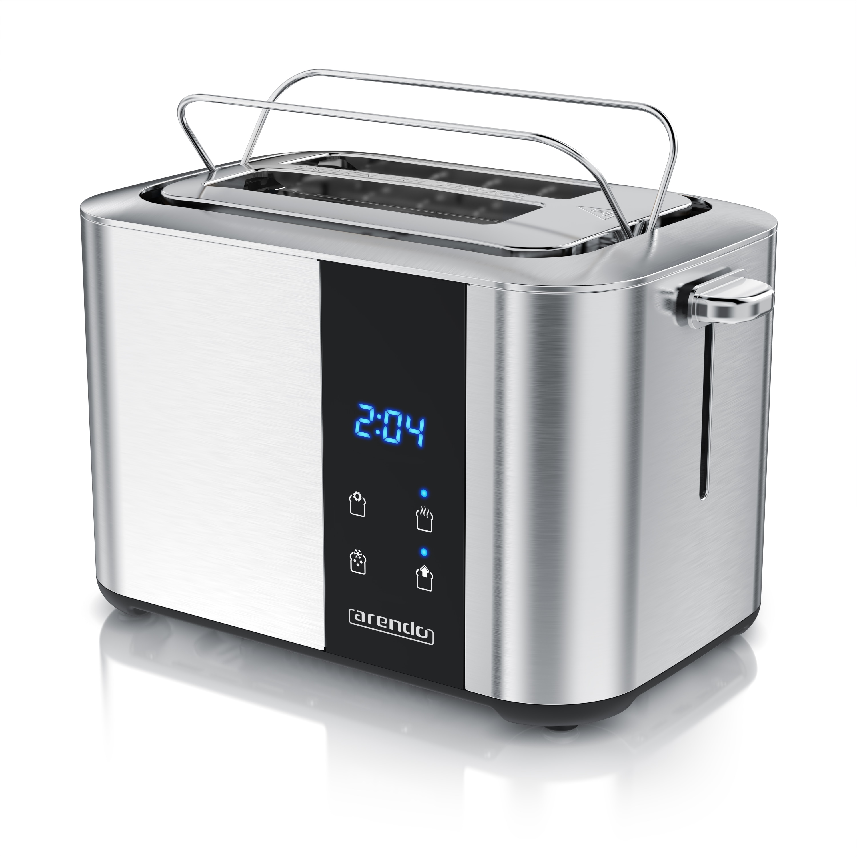 Arendo Toaster, Edelstahl, mit Br&ouml;tchenaufsatz, Display & Touch, w&auml;rmeisoliert, verschiedene Schlitze 