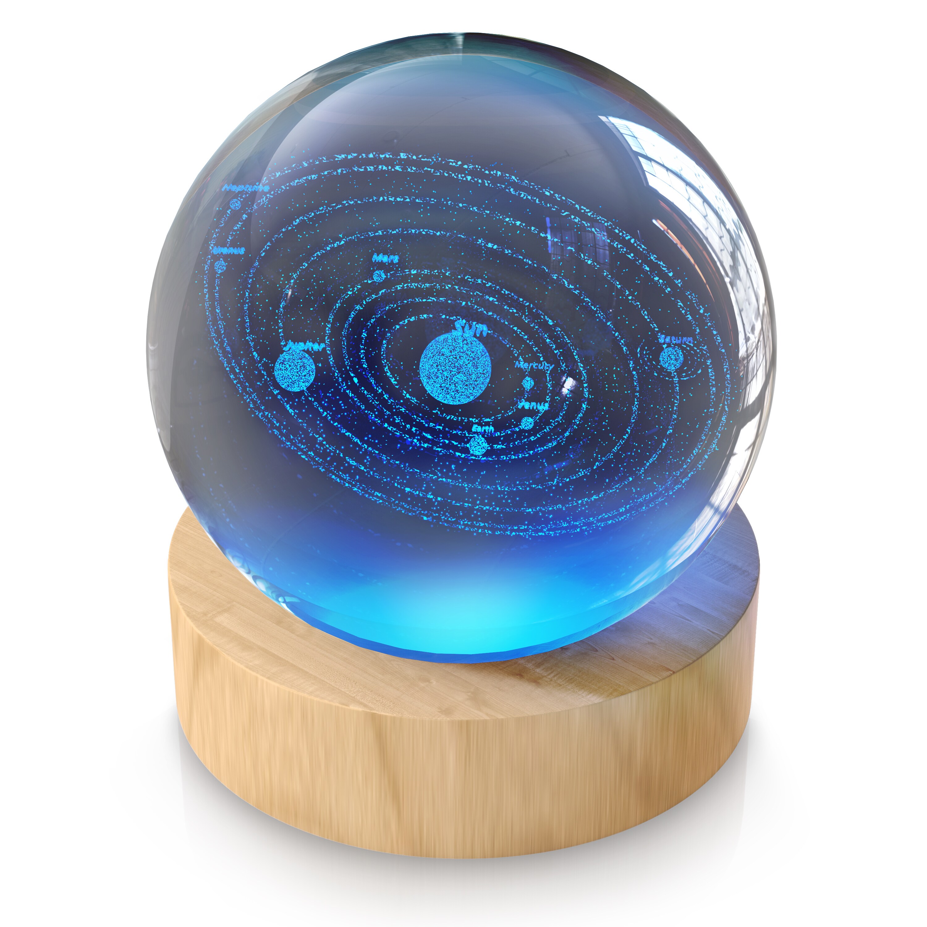 MyBeo 3D LED Dekolicht, Kristallkugel mit Gravur & Farbwechsel, K9 Kristall 