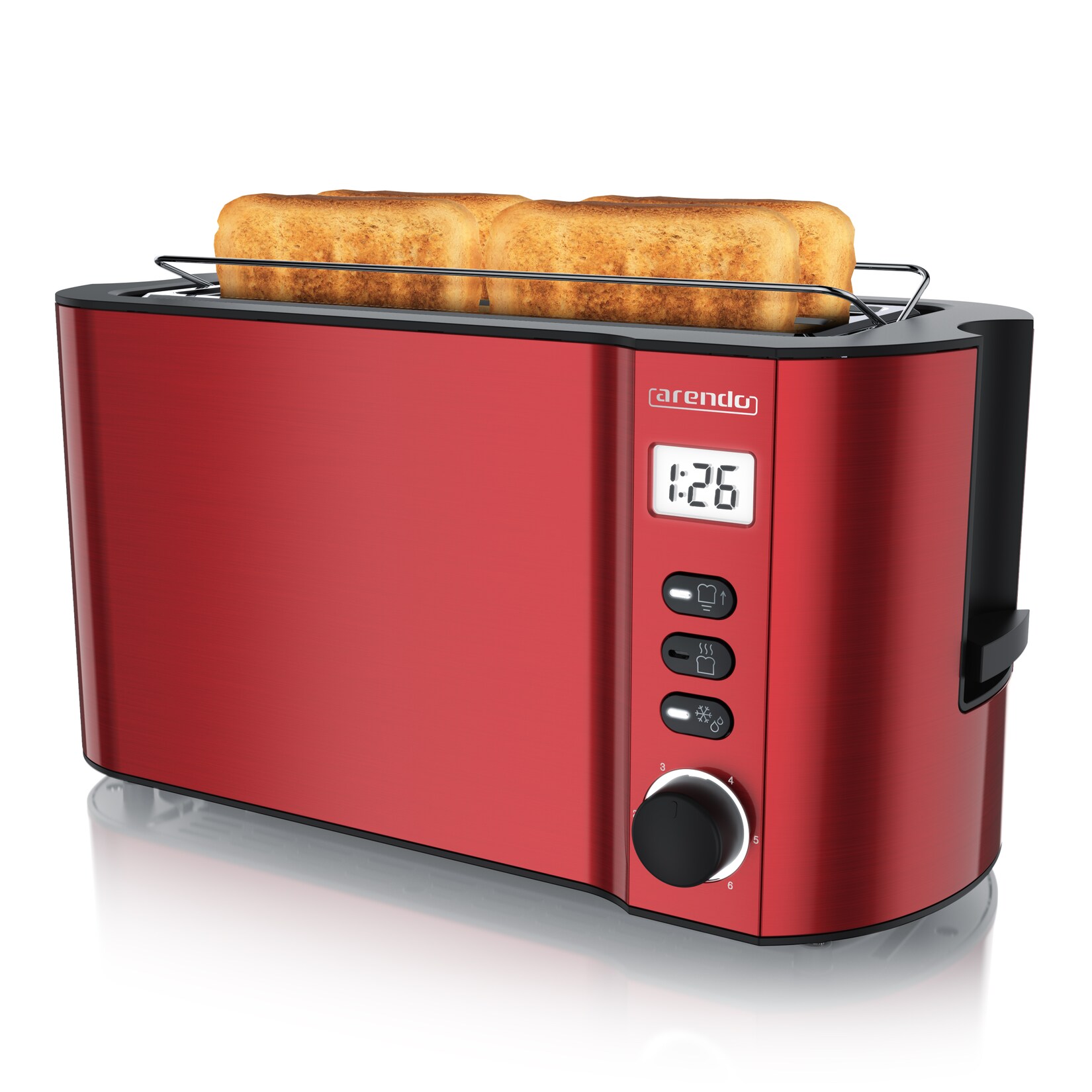 Toaster, Edelstahl, mit Brötchenaufsatz, Display & Touch, wärmeisoliert, verschiedene Schlitze