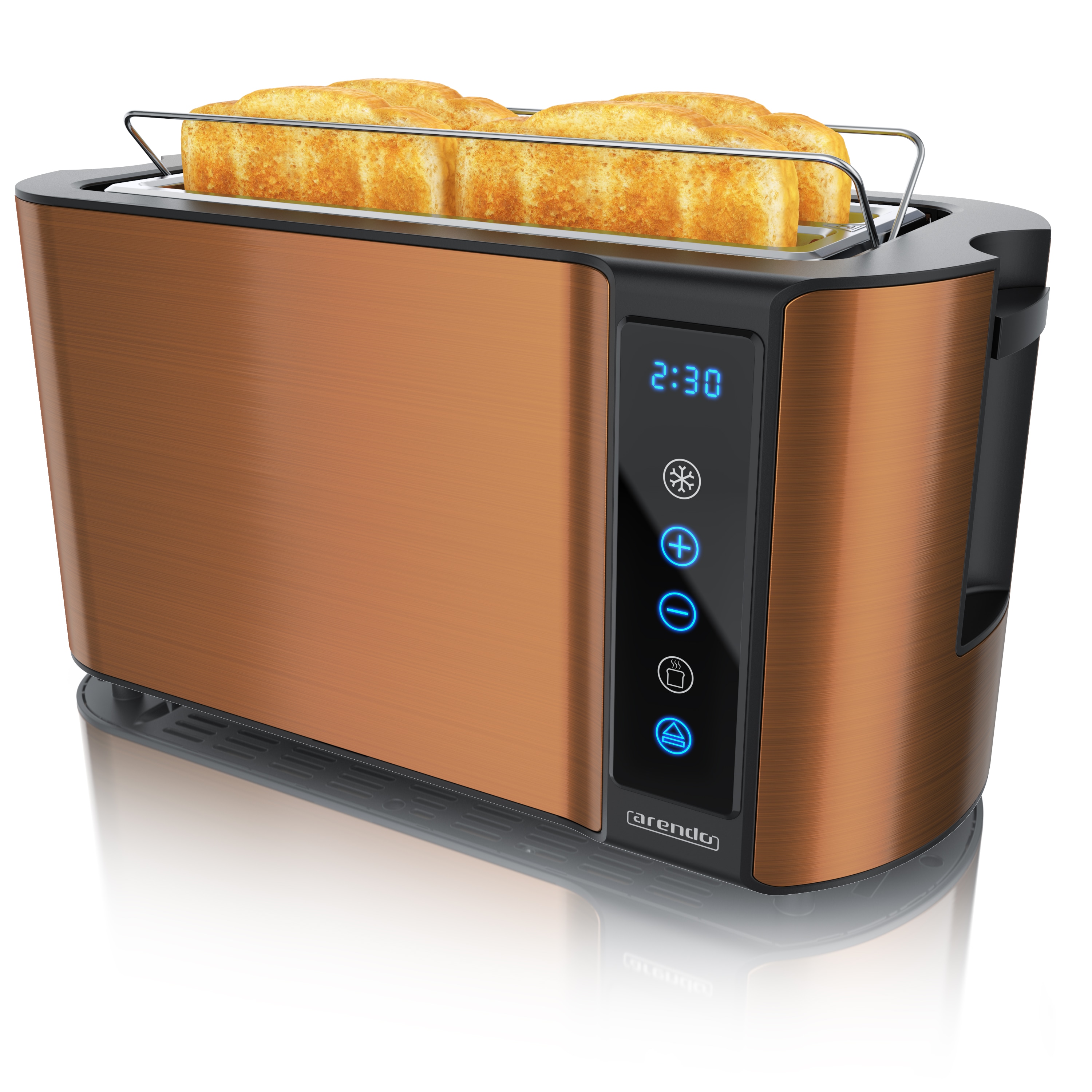 Arendo Toaster, Edelstahl, mit Br&ouml;tchenaufsatz, Display & Touch, w&auml;rmeisoliert, verschiedene Schlitze 
