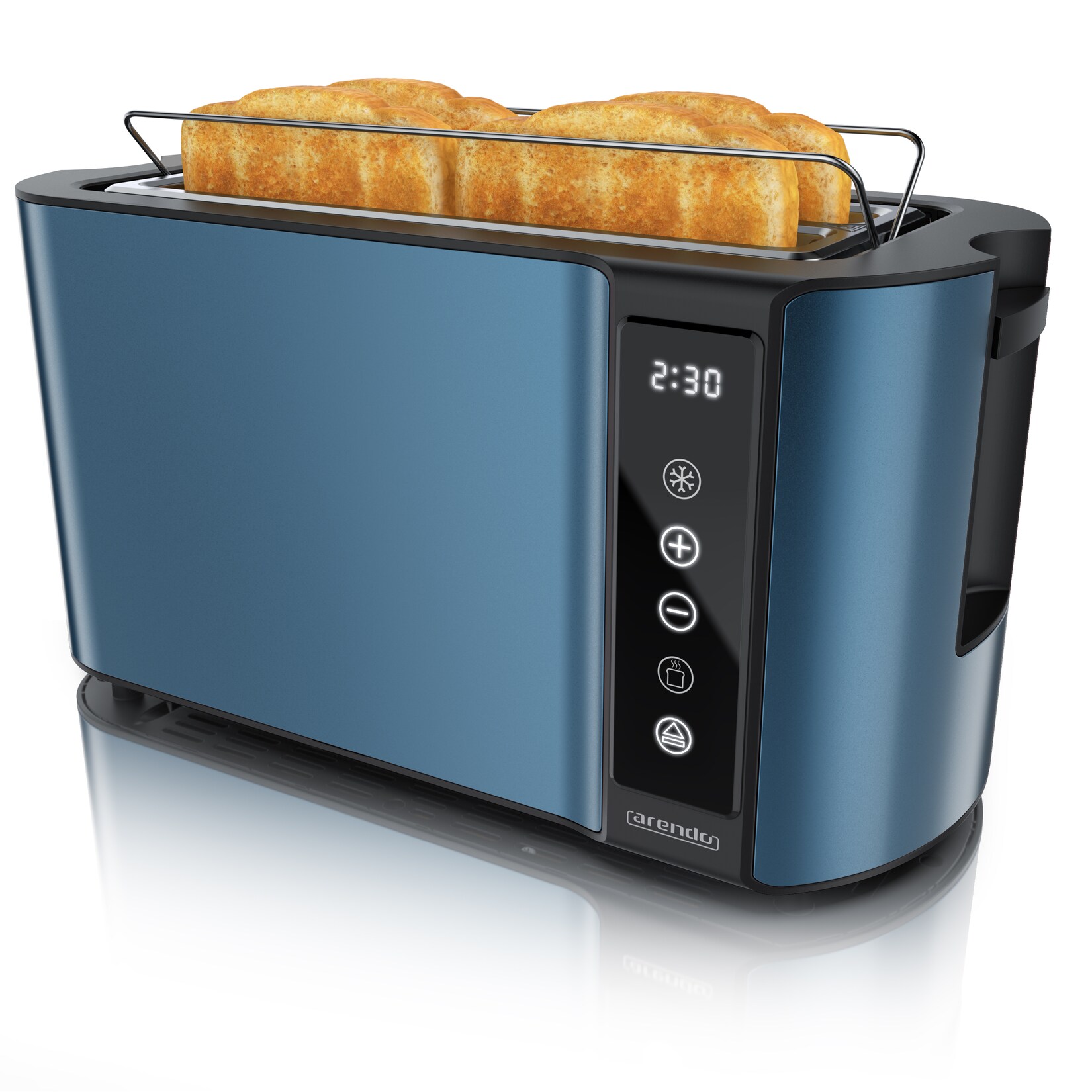 Toaster, Edelstahl, mit Brötchenaufsatz, Display & Touch, wärmeisoliert, verschiedene Schlitze