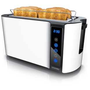 Arendo Toaster, Edelstahl, mit Brötchenaufsatz, Display & Touch, wärmeisoliert, verschiedene Schlitze 