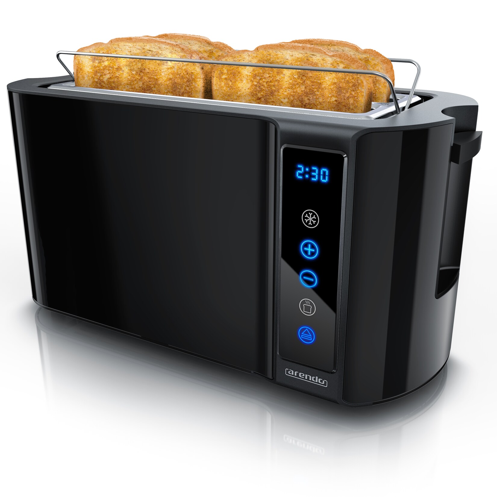 Toaster, Edelstahl, mit Brötchenaufsatz, Display & Touch, wärmeisoliert, verschiedene Schlitze