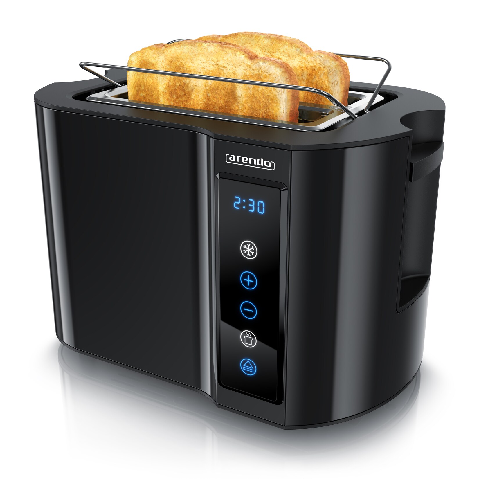 Toaster, Edelstahl, mit Brötchenaufsatz, Display & Touch, wärmeisoliert, verschiedene Schlitze