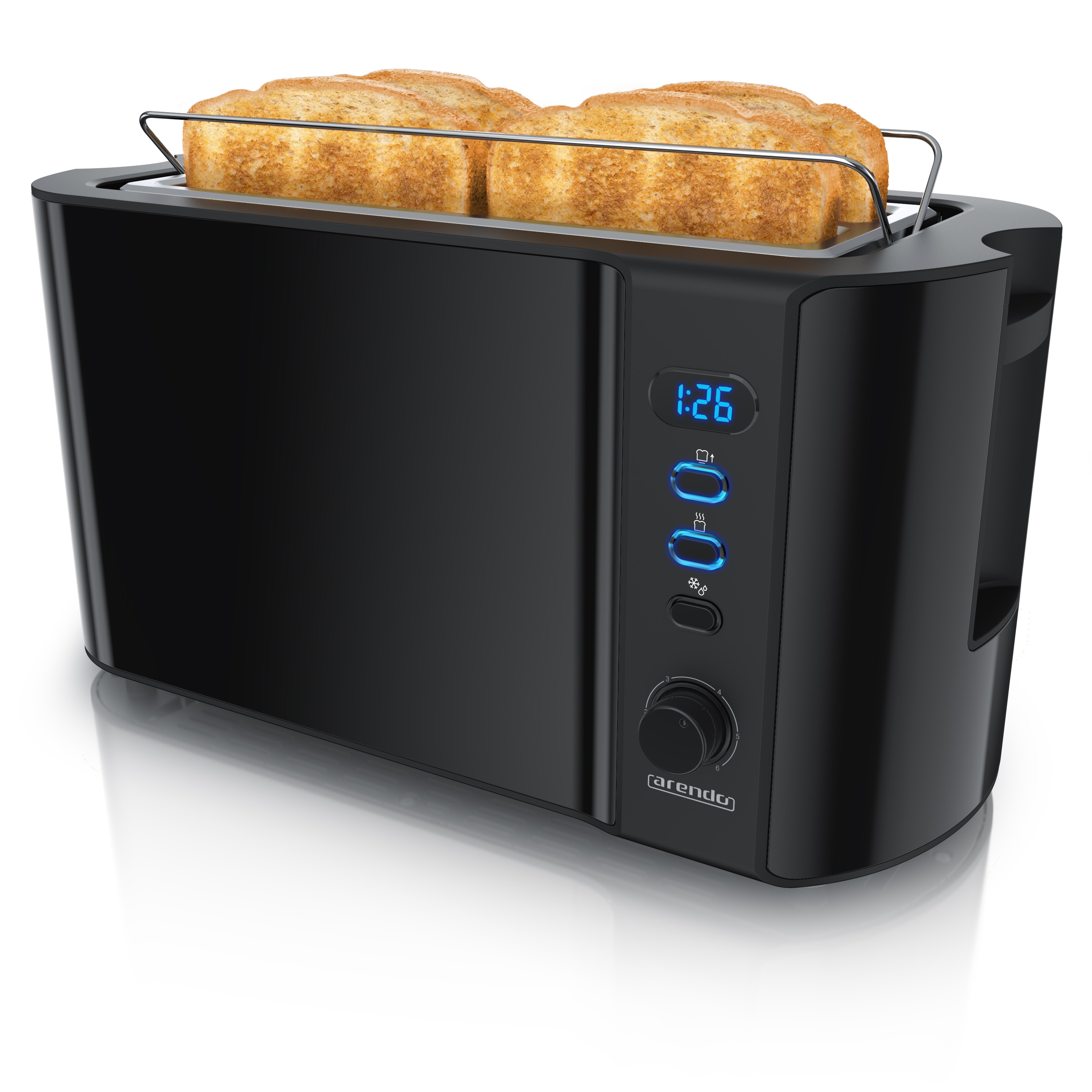 Arendo Toaster, Edelstahl, mit Br&ouml;tchenaufsatz, Display & Touch, w&auml;rmeisoliert, verschiedene Schlitze 