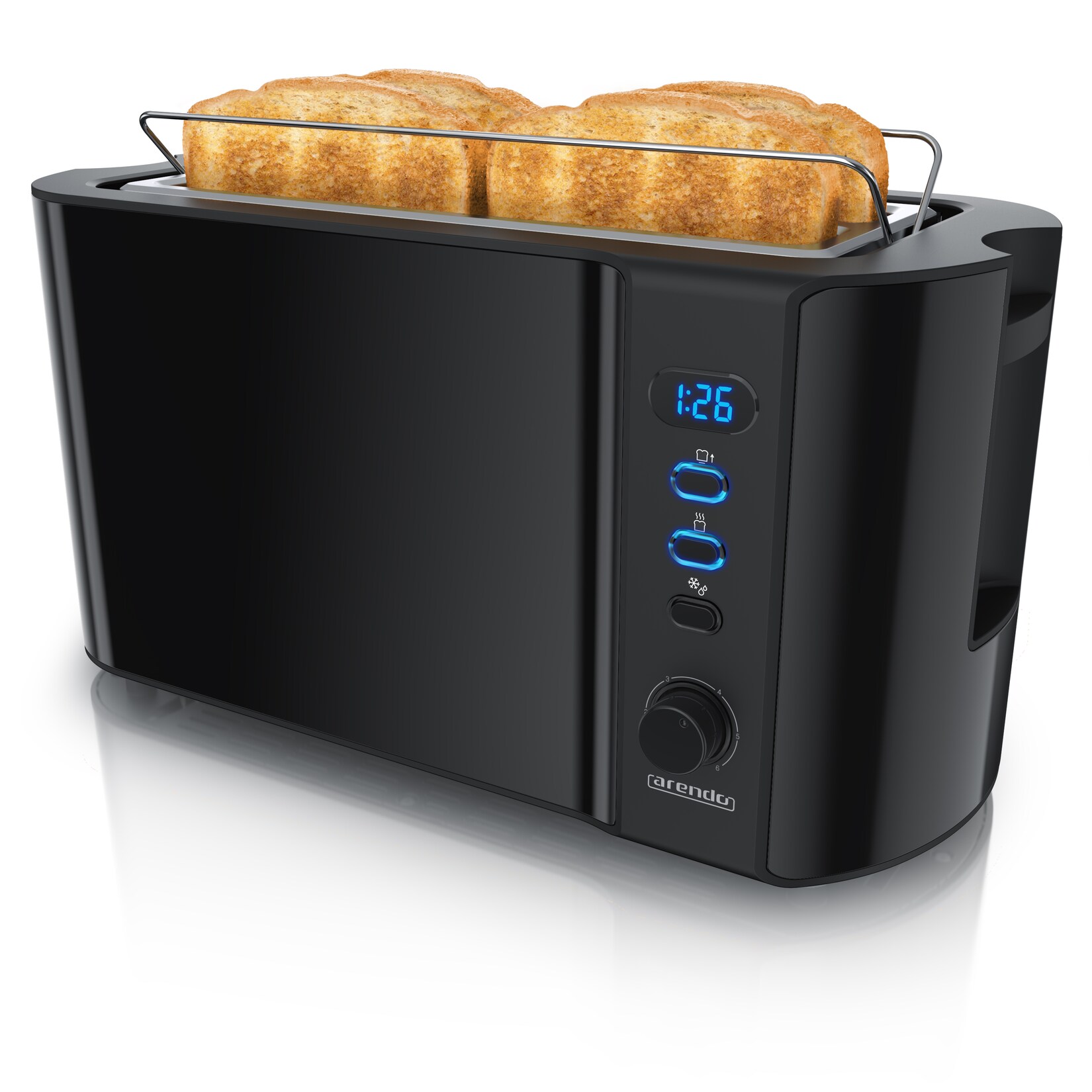 Toaster, Edelstahl, mit Brötchenaufsatz, Display & Touch, wärmeisoliert, verschiedene Schlitze