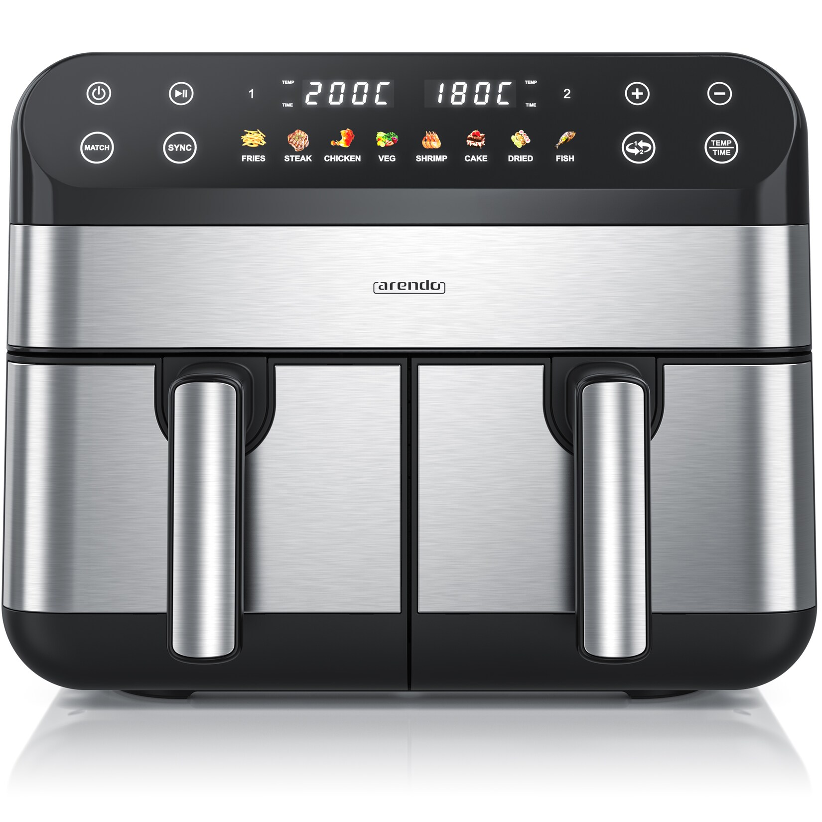 HeiBluftfritteuse XXL Doppelkammer Airfryer SL, Dual Zone, Backofen, Dérrautomat, 2400 W, mit Zubehér, Touchscreen, 3D Umluftsystem, fettarmes gesundes Kochen