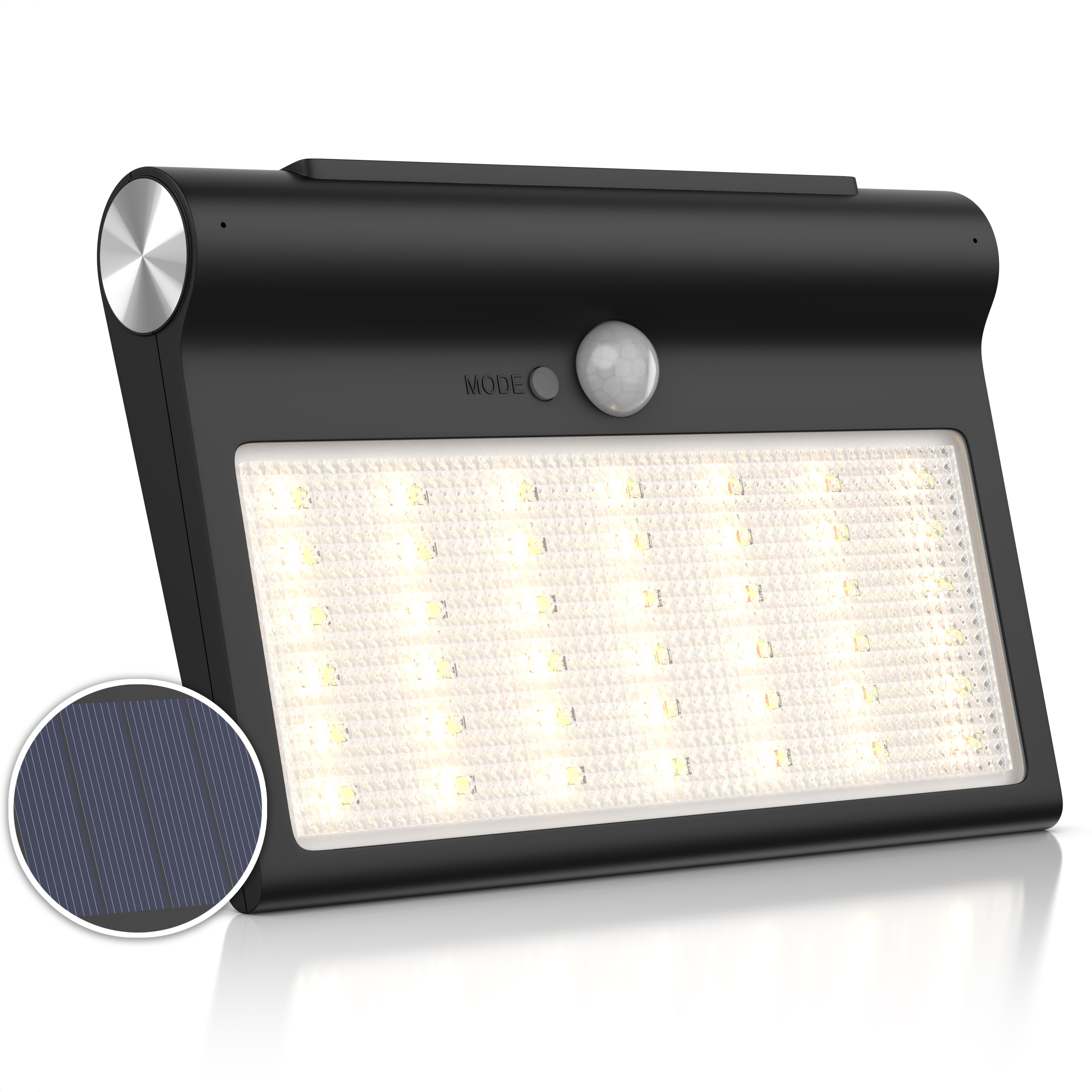 Brandson LED Solarleuchte Au&szlig;enlampe, 84 SMD LEDs, PIR, 3 CCT, IP54, 1500 mAh, Solarpanel, wetterfest, f&uuml;r Au&szlig;enmontage 