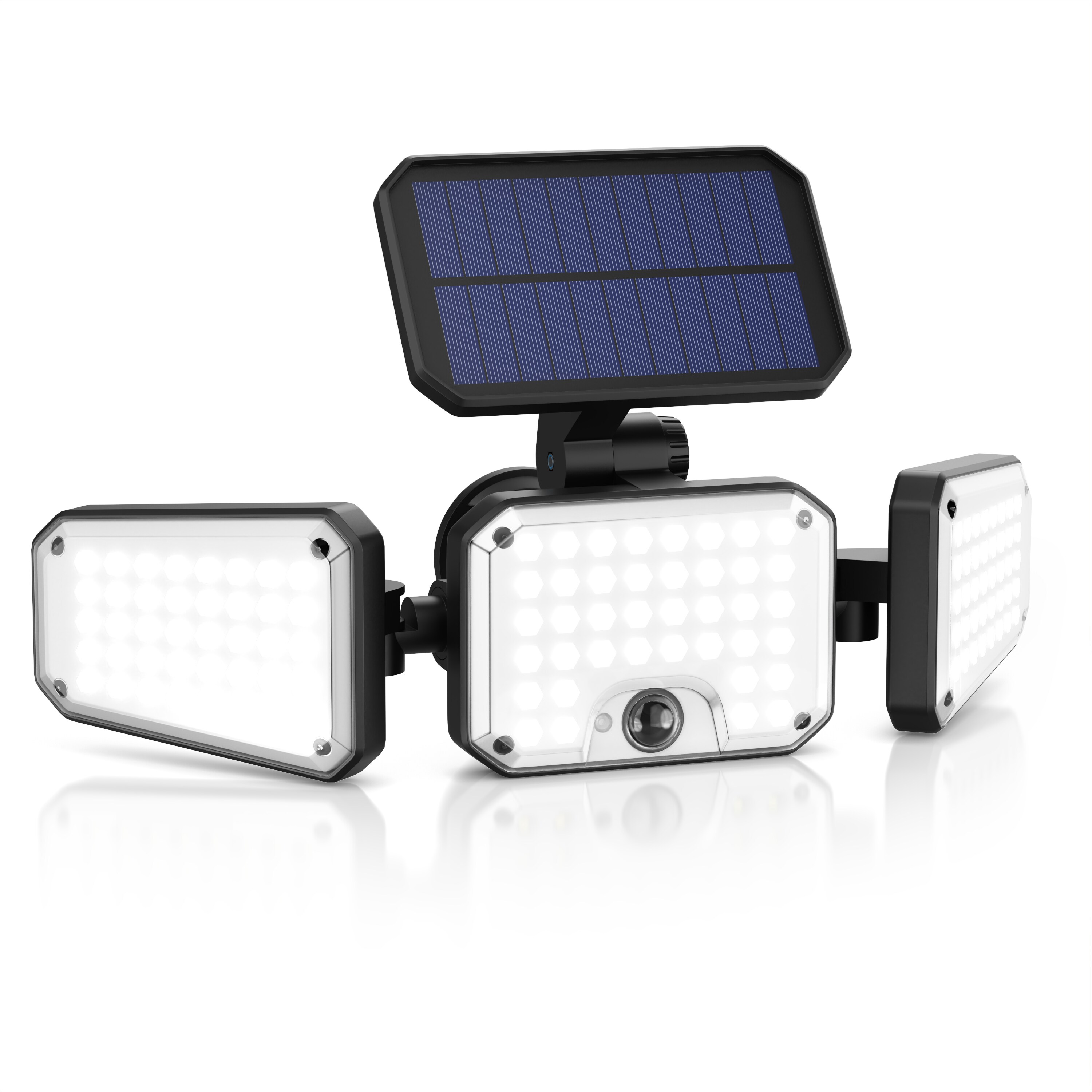 Brandson LED Solarleuchte Au&szlig;enlampe, 120 LEDs, PIR-Sensor, 500 Lumen, Kaltwei&szlig;, 2400 mAh Akku, wetterfest, schwenkbar 
