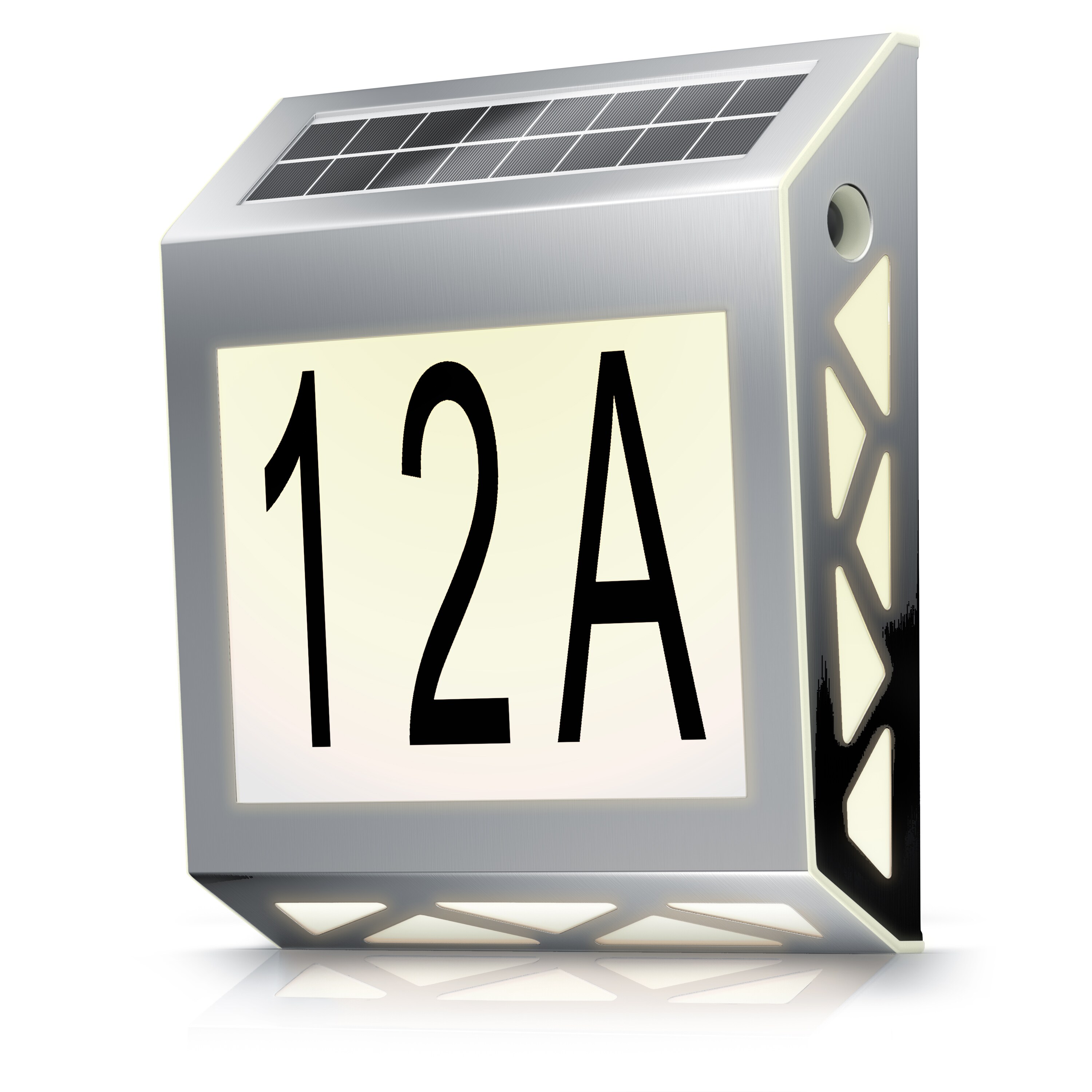 BEARWARE LED Solar Hausnummernleuchte, Wandlicht mit Nummernset, Warmwei&szlig;, PIR, Solarpanel, Ein-/Ausschalter 