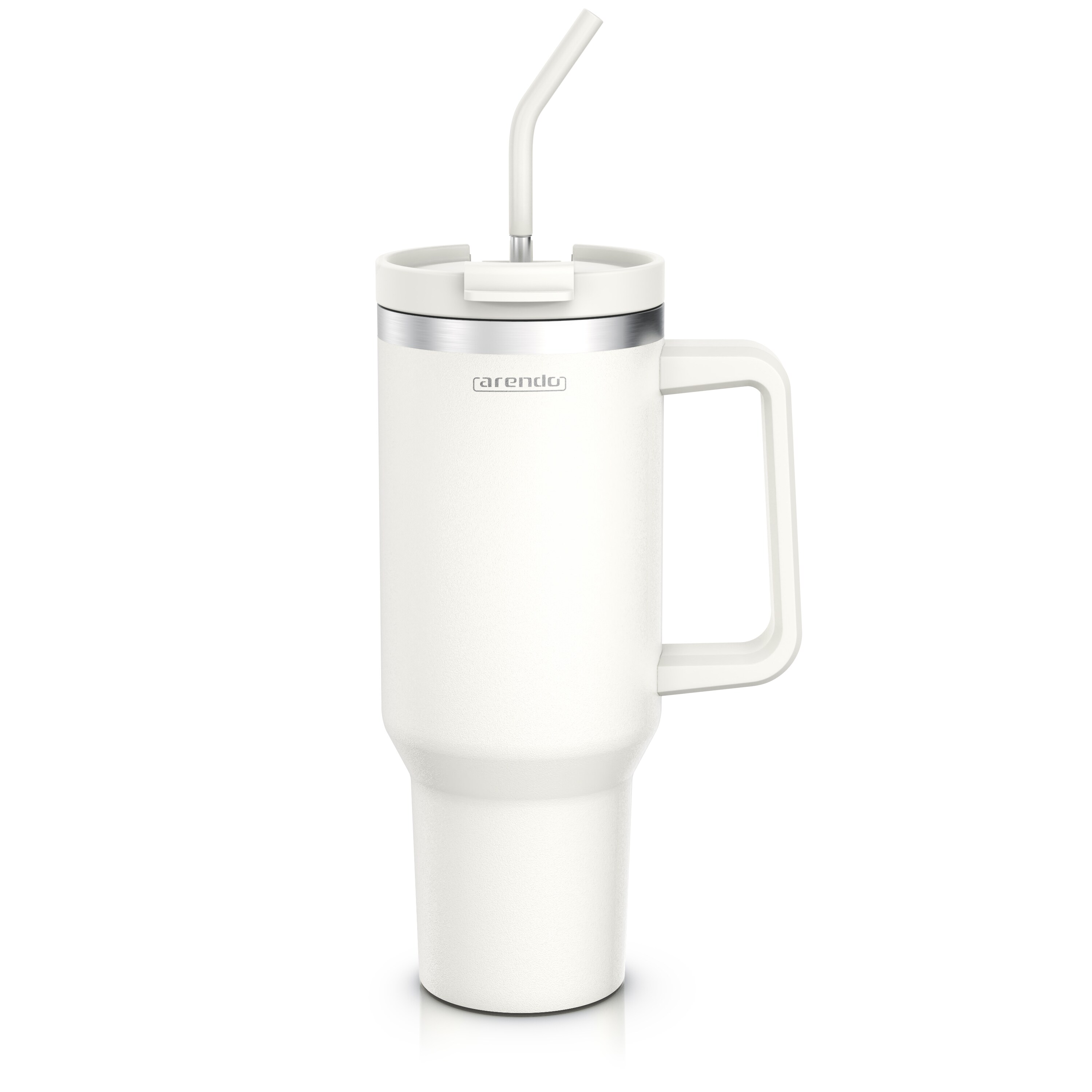 Arendo Tumbler 1200 ml, Edelstahl Thermobecher mit Deckel, Henkel, Strohhalm, doppelwandig, vakuumdicht, auslaufsicher 