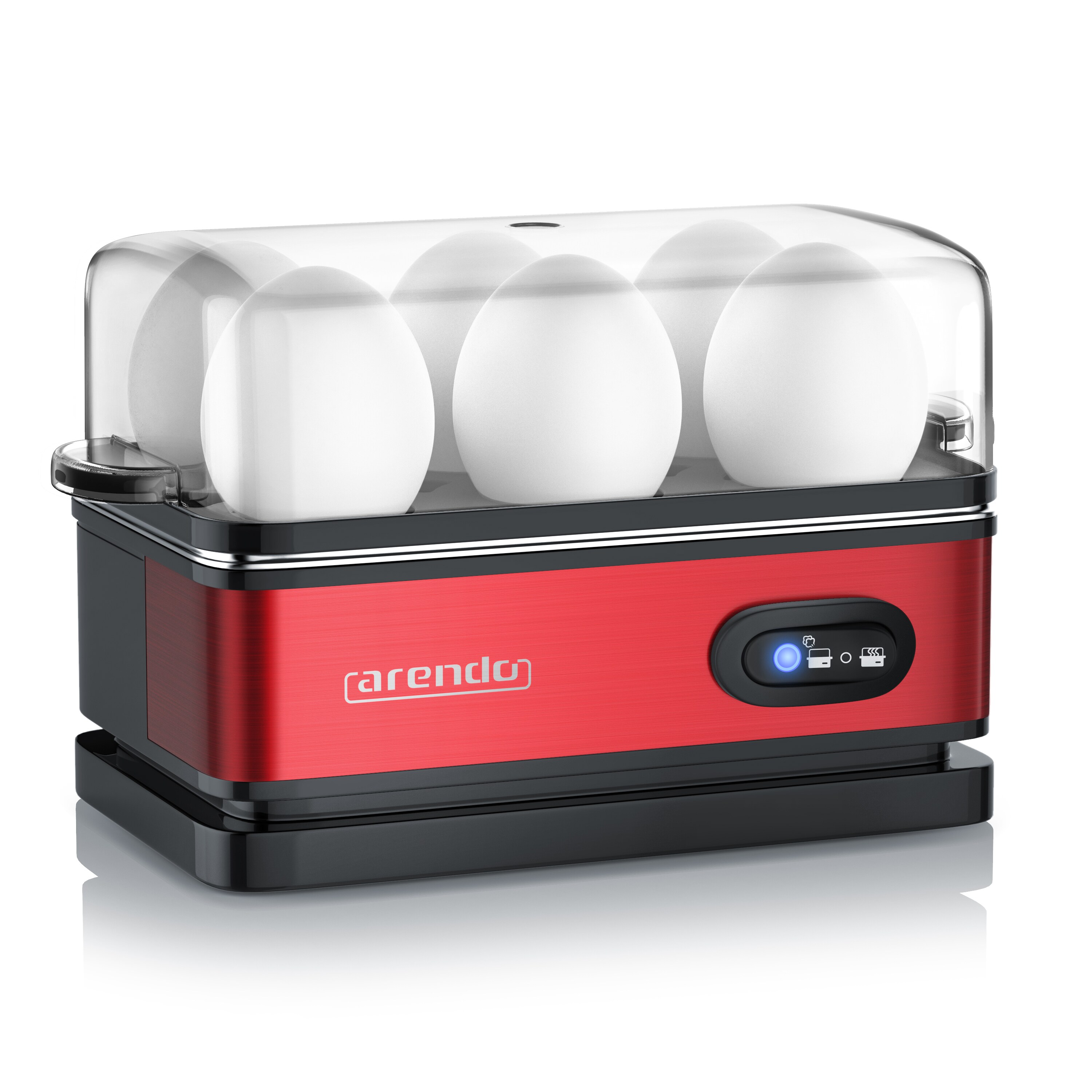 Arendo Eierkocher  Edelstahl, 400 W, Warmhaltefunktion, Kipp-Schalter, H&auml;rtegrad w&auml;hlbar, f&uuml;r 6 Eier 