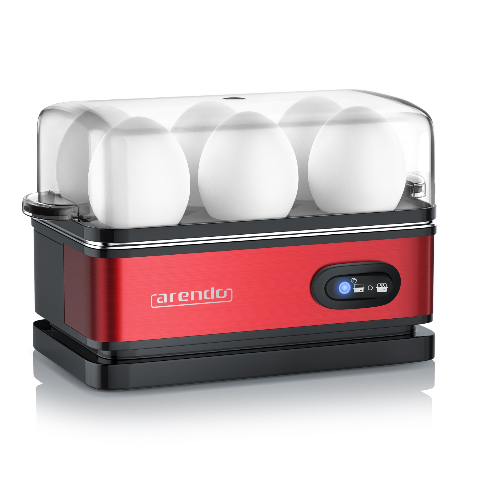 Eierkocher  Edelstahl, 400 W, Warmhaltefunktion, Kipp-Schalter, Härtegrad wählbar, für 6 Eier