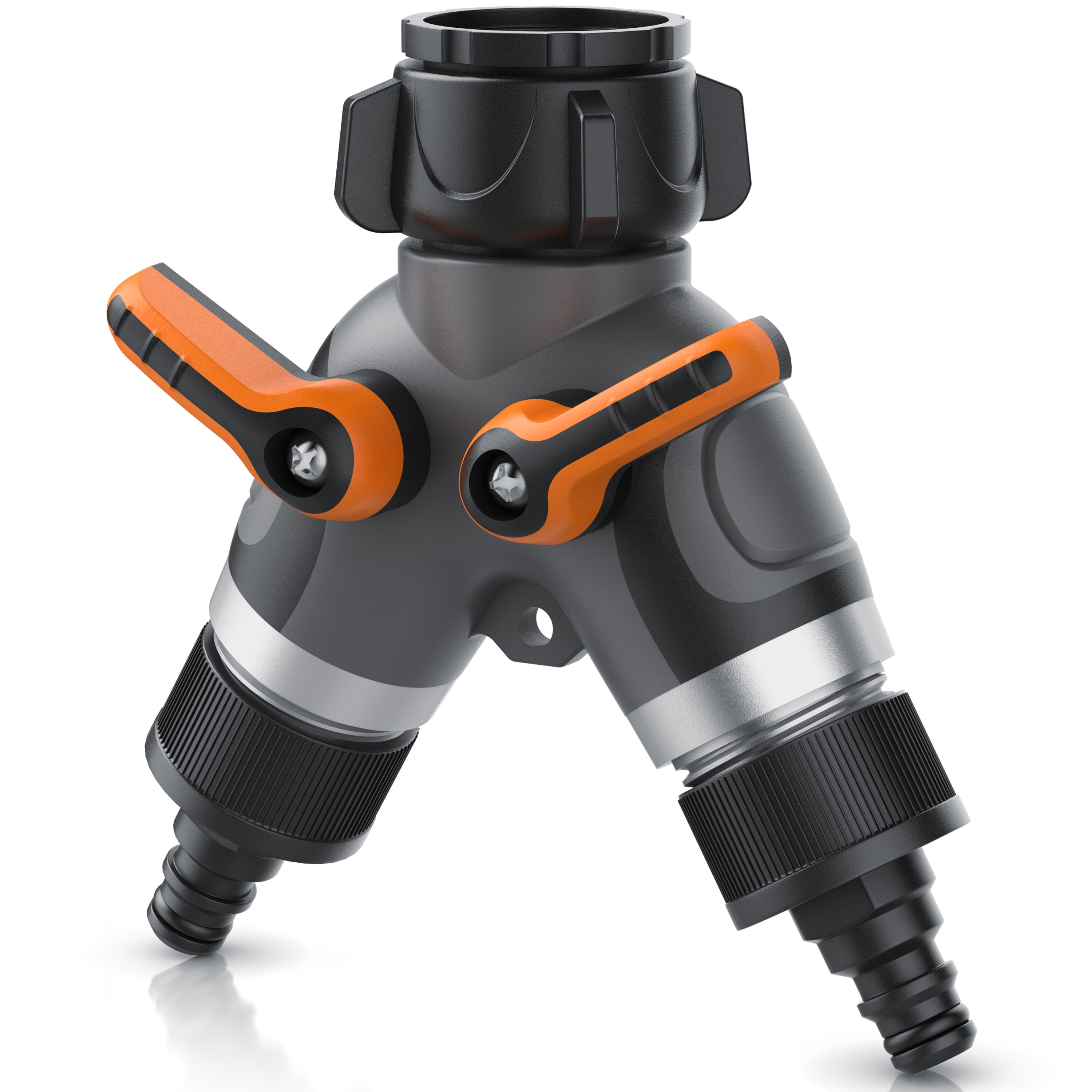 Brandson 2-Wege Verteiler, 3/4 Zoll, 2-tlg., Wasserverteiler, Schlauchverteiler, regulierbar, f&uuml;r Gartenschlauch & Gartenbew&auml;sserung 
