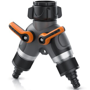 Brandson 2-Wege Verteiler, 3/4 Zoll, 2-tlg., Wasserverteiler, Schlauchverteiler, regulierbar, für Gartenschlauch & Gartenbewässerung 