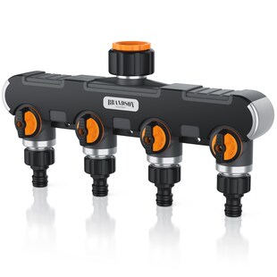 Brandson 4-Wege Schlauchverteiler, 3/4 1/2 Zoll, 2-tlg., Wasserverteiler für Gartenschlauch, regulierbar, Gartenbewässerung 