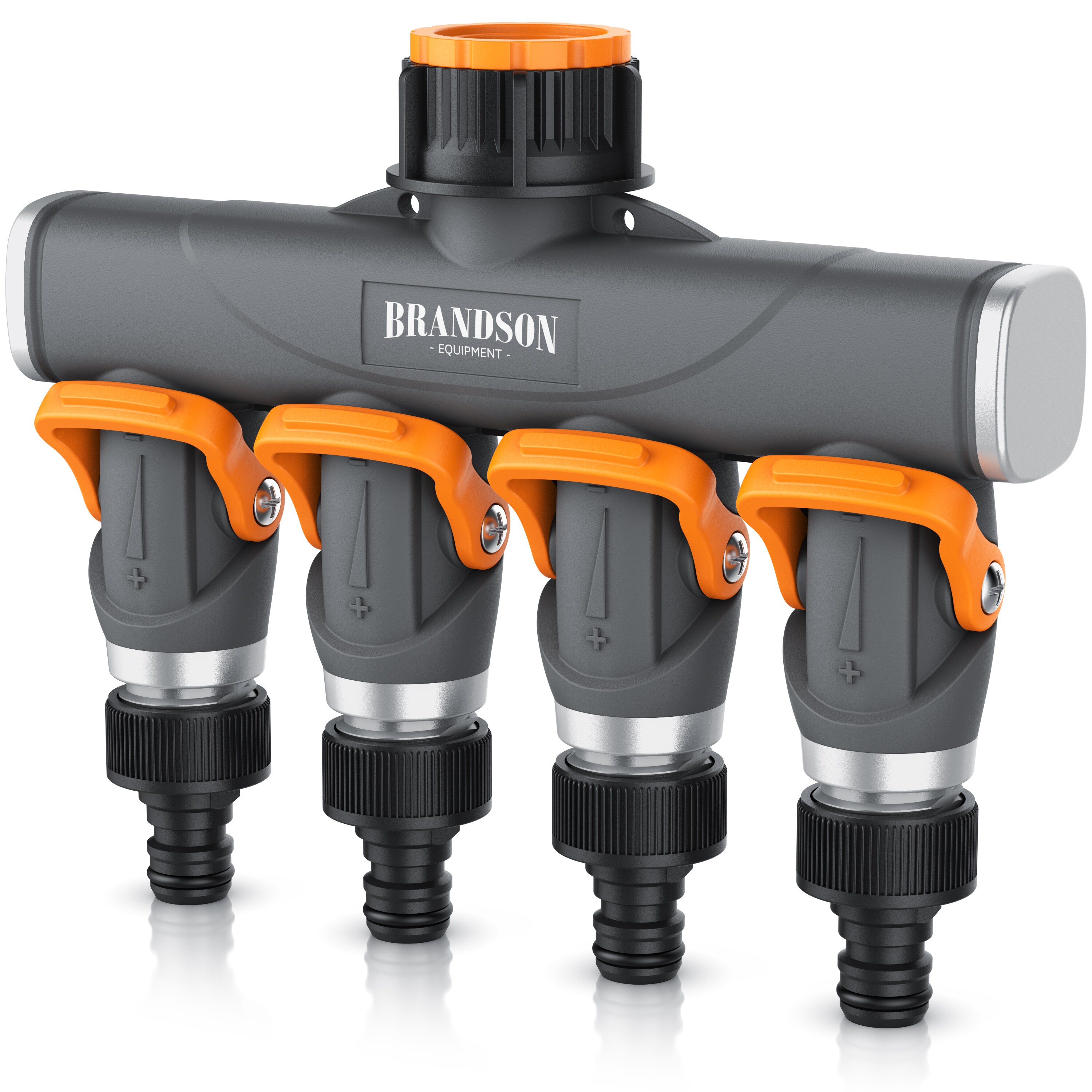 Brandson 4-Wege Schlauchverteiler, 3/4 1/2 Zoll, 2-tlg., schmaler Wasserhahnverteiler, regulierbar, Gartenbew&auml;sserung 