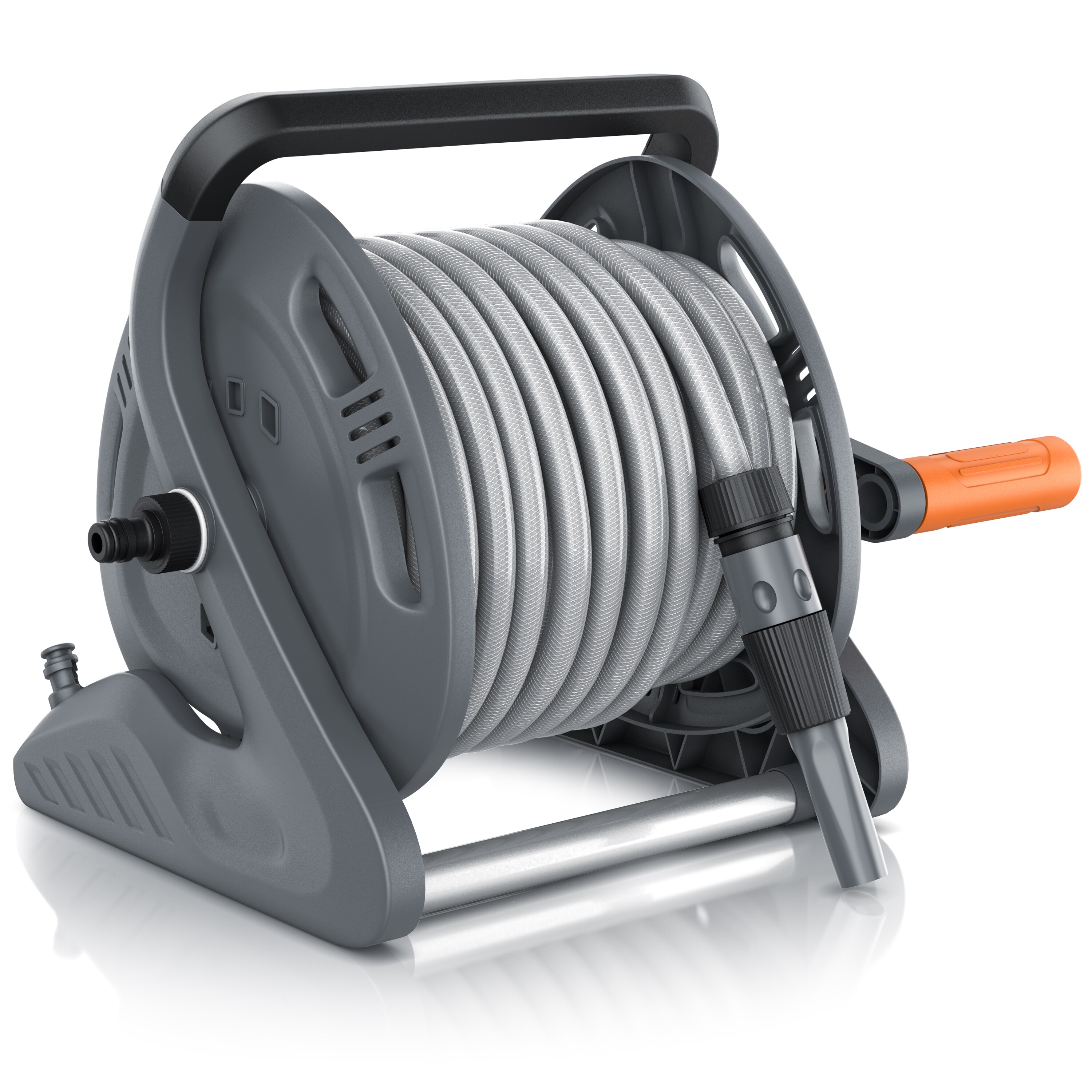 Brandson Schlauchtrommel Schlauchbox mit 20m Gartenschlauch, Drehgriff, Nachtropfstopp, Garten Schlauch Trommel mit Wandmontage, 1/2 Zoll, 3/4 Zoll 