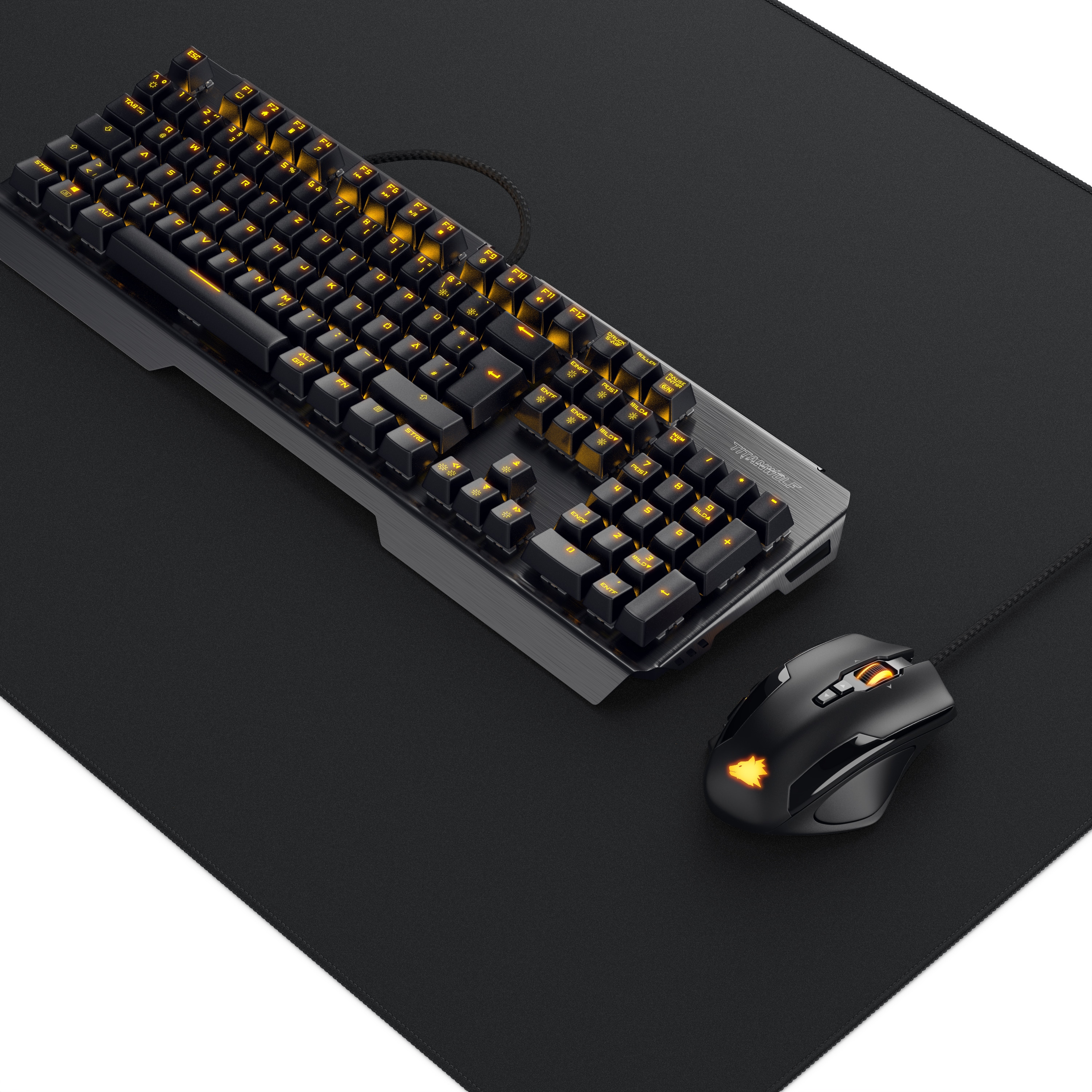 Titanwolf Tastatur-, Maus- und Mauspad-Set, Mechanisches Keyboard, Mouse & XXXL Mousepad Gaming Bundle 