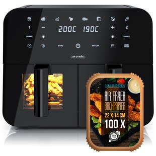 Arendo Heißluftfritteuse, 2400 W, Sichtfenster mit Beleuchtung, Umluftsystem, fettarmes gesundes Kochen 