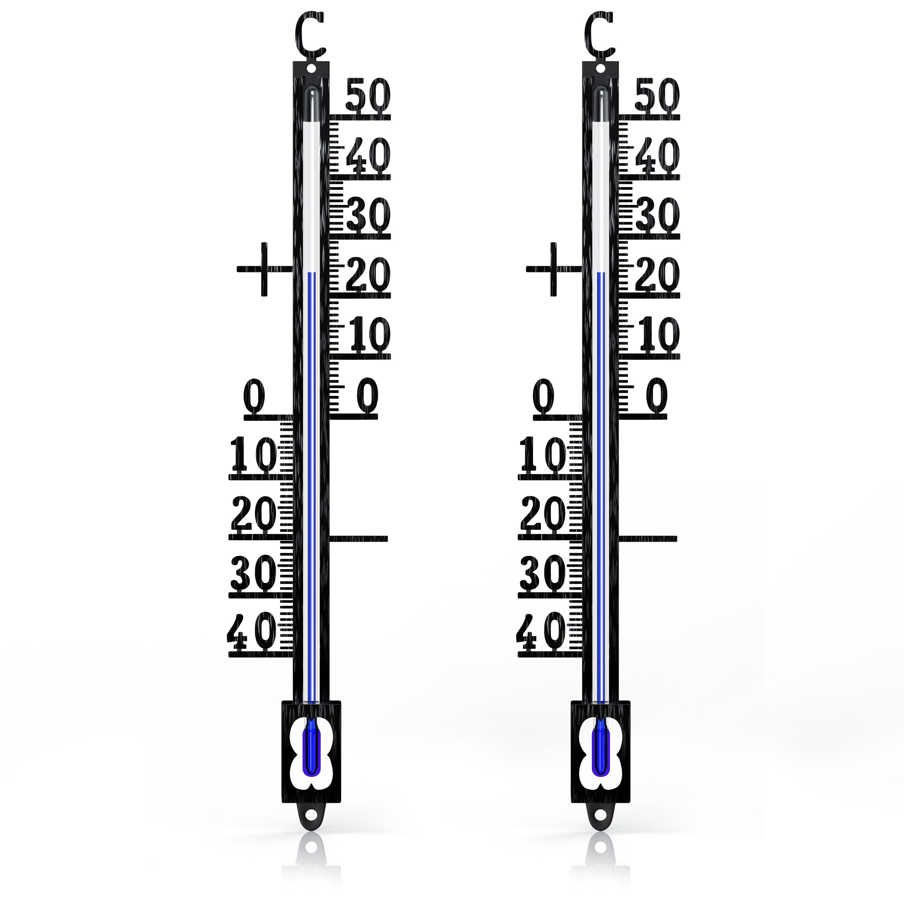 BEARWARE 2x Analoges Thermometer aus Metall, wetterfest Au&szlig;enwetterstation (Messbereich -40&deg; bis +50&deg; C &ndash; klassisches Design) 