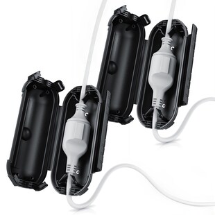 BEARWARE 2x Kabelbox wetterbeständige Schutzbox für Verlängerungskabel, 210mm x 85 mm Garten outdoor IP44 wasserdichte Safe Box, schwarz 