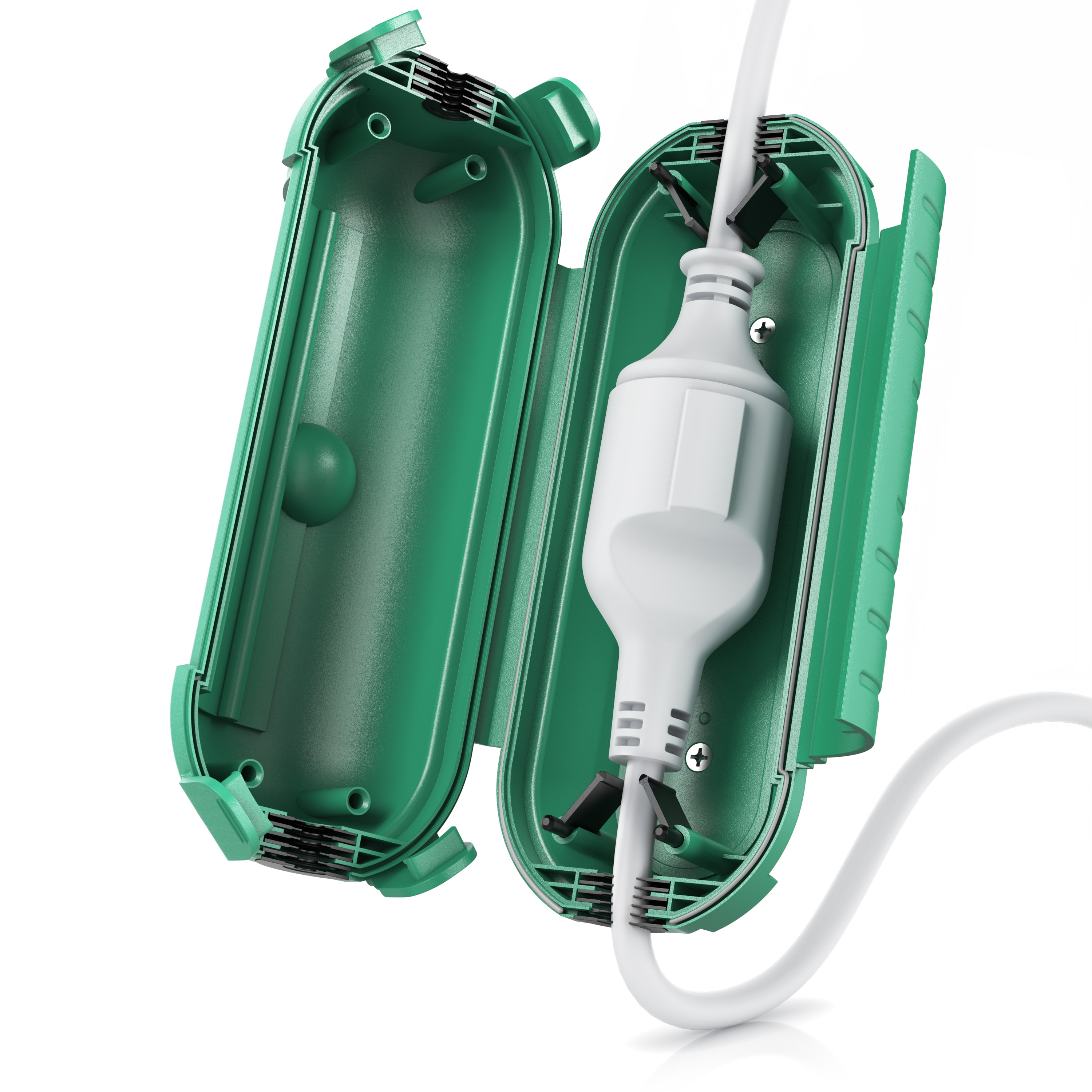 Brandson 1x Kabelbox wetterbest&auml;ndige Schutzbox f&uuml;r Verl&auml;ngerungskabel, 210mm x 85 mm Garten outdoor IP44 wasserdichte Safe Box, gr&uuml;n 