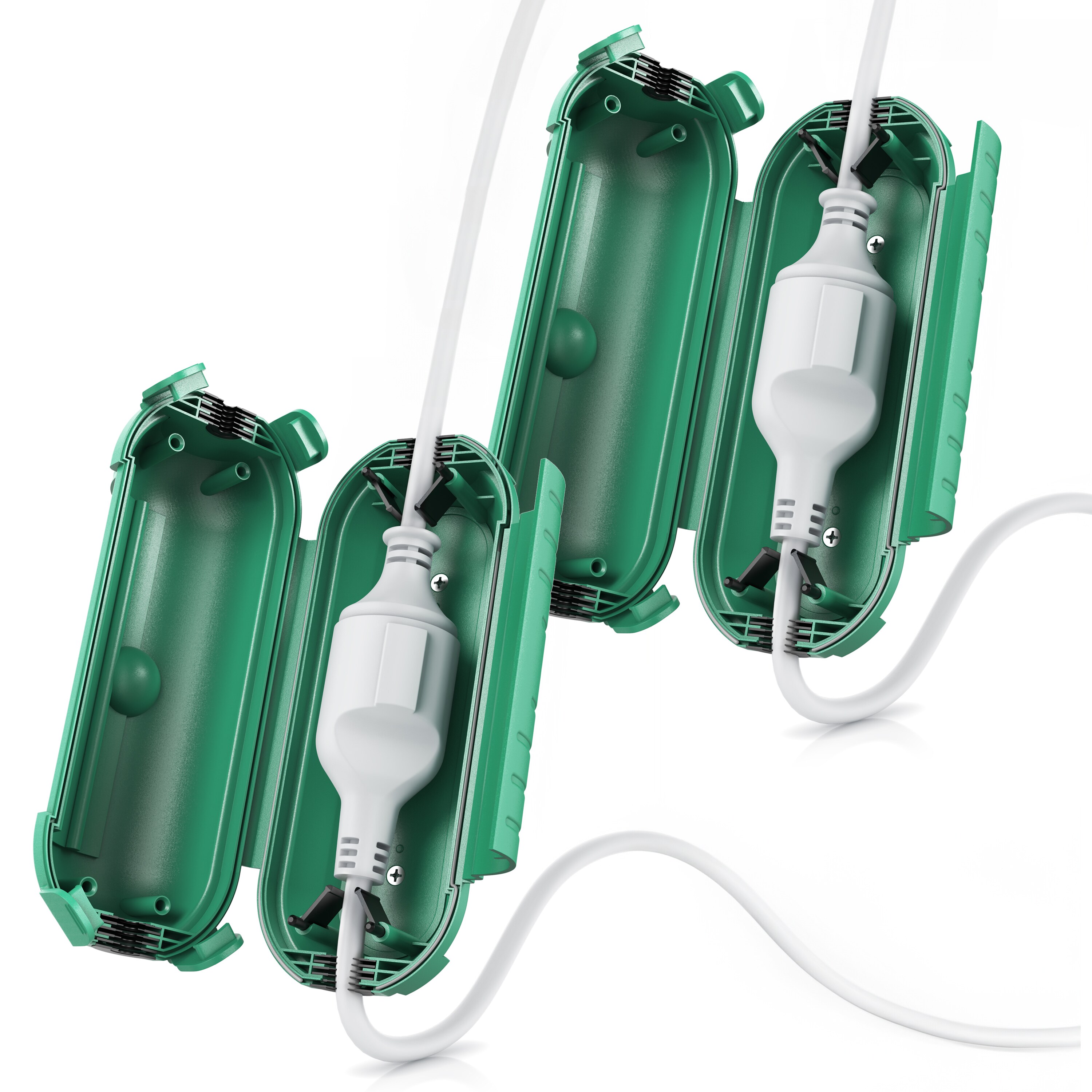 BEARWARE 2x Kabelbox wetterbest&auml;ndige Schutzbox f&uuml;r Verl&auml;ngerungskabel, 210mm x 85 mm Garten outdoor IP44 wasserdichte Safe Box, gr&uuml;n 