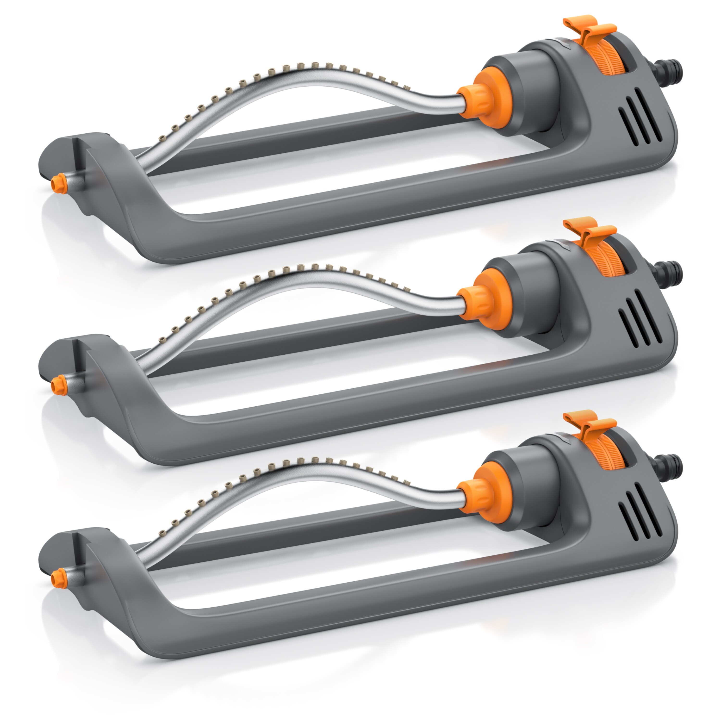 Brandson 3x Viereckregner Garten Rasensprenger, Vierecksprenger, Oszillations-Regner, Sprinkler, f&uuml;r Fl&auml;chen bis 153 m&sup2;, Rasen Bew&auml;sserung, Reichweite bis zu 14 m &Oslash; 