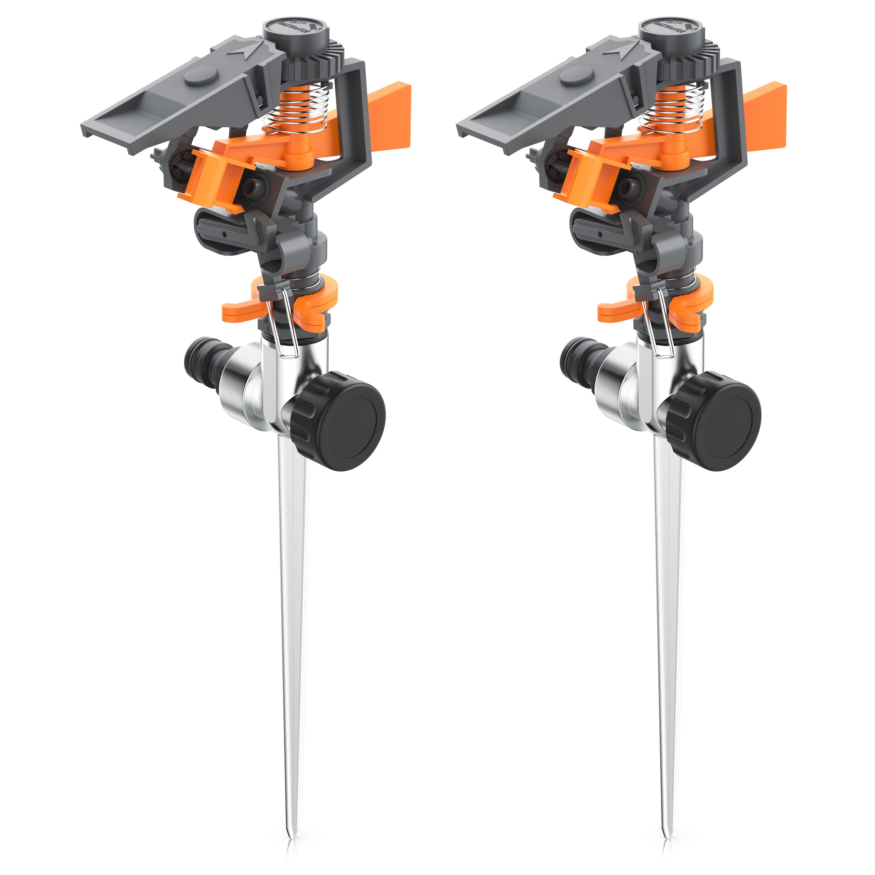 Brandson 2x Kreisregner Intervall-Sprinkler, Rasensprenger mit Pulsation, 360&deg; Impulsregner, f&uuml;r Fl&auml;chen bis 200 m&sup2;, Rasensprinkler, 7m Reichweite, Gardena kompatibel 