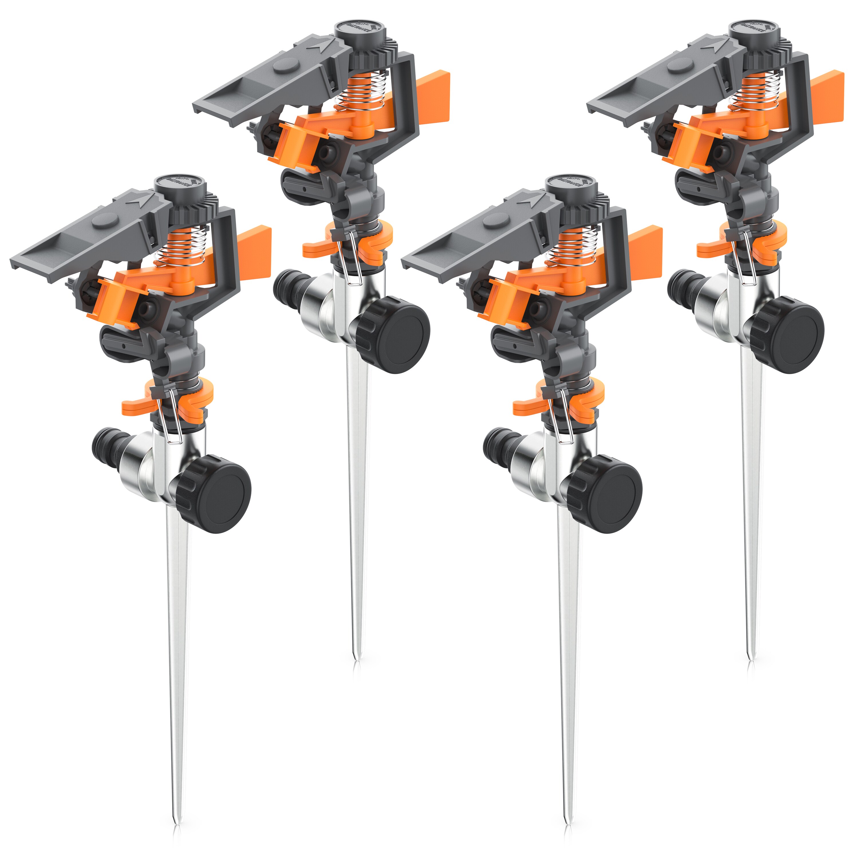 Brandson 4x Kreisregner Intervall-Sprinkler, Rasensprenger mit Pulsation, 360&deg; Impulsregner, f&uuml;r Fl&auml;chen bis 200 m&sup2;, Rasensprinkler, 7m Reichweite, Gardena kompatibel 