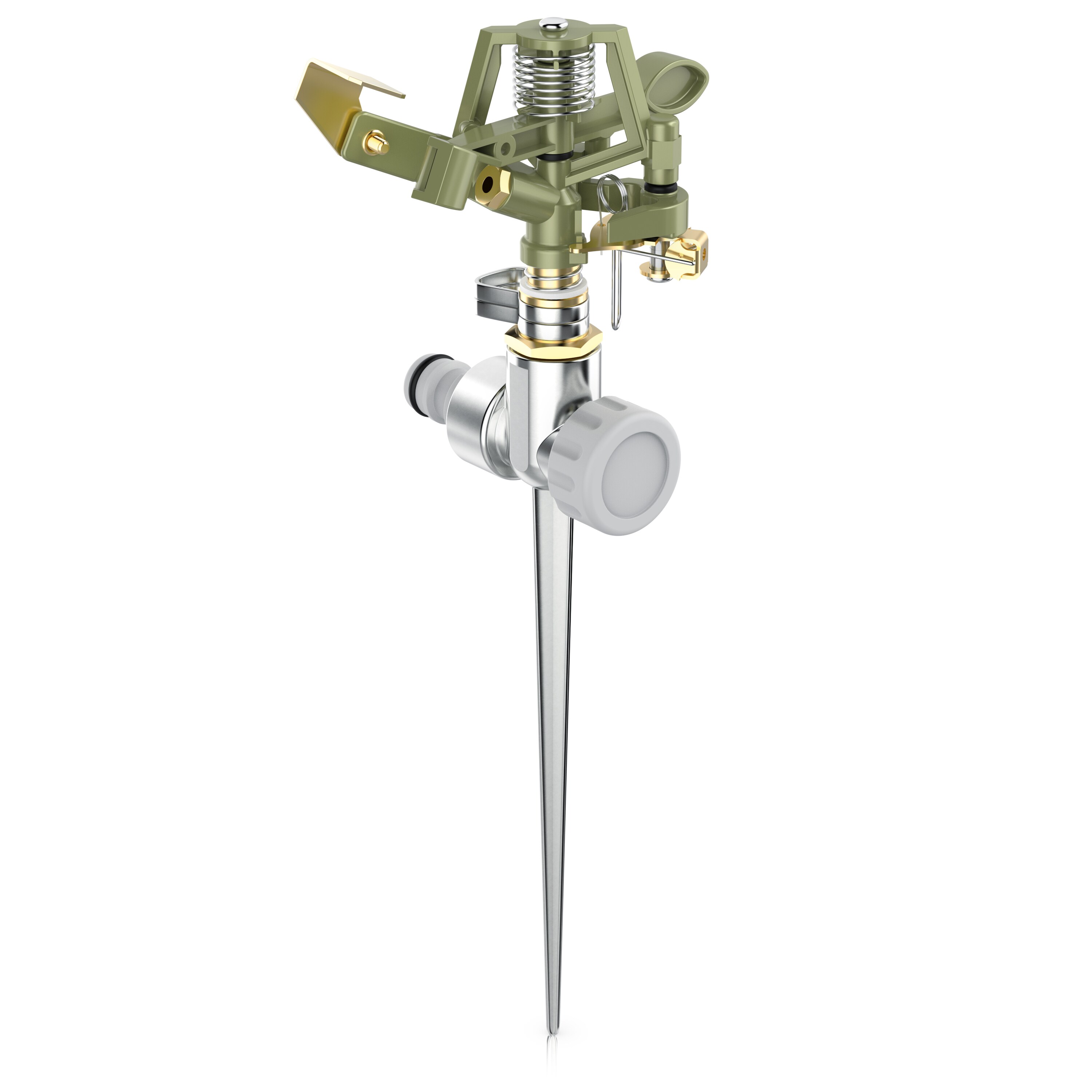 Brandson 1x Kreisregner Intervall-Sprinkler, Rasensprenger mit Pulsation, 360&deg; Impulsregner, f&uuml;r Fl&auml;chen bis 450 m&sup2;, Rasensprinkler, 12m Reichweite, Gardena kompatibel 