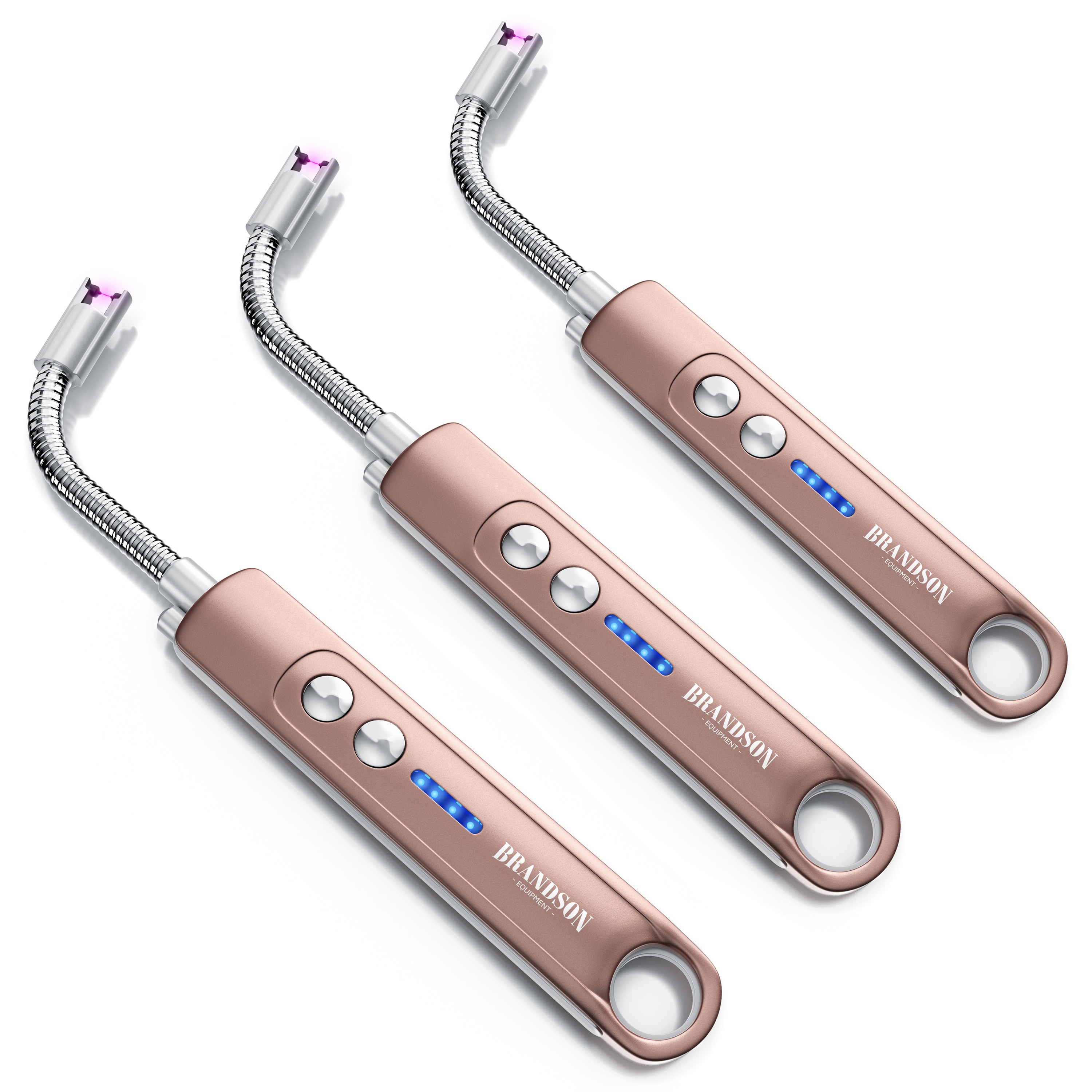 Brandson 3x Feuerzeug elektrisch, Lichtbogen Stabfeuerzeug USB aufladbar, Kerzenanz&uuml;nder f&uuml;r K&uuml;che, Kerzen, Gasherde, Grill, Kamin 
