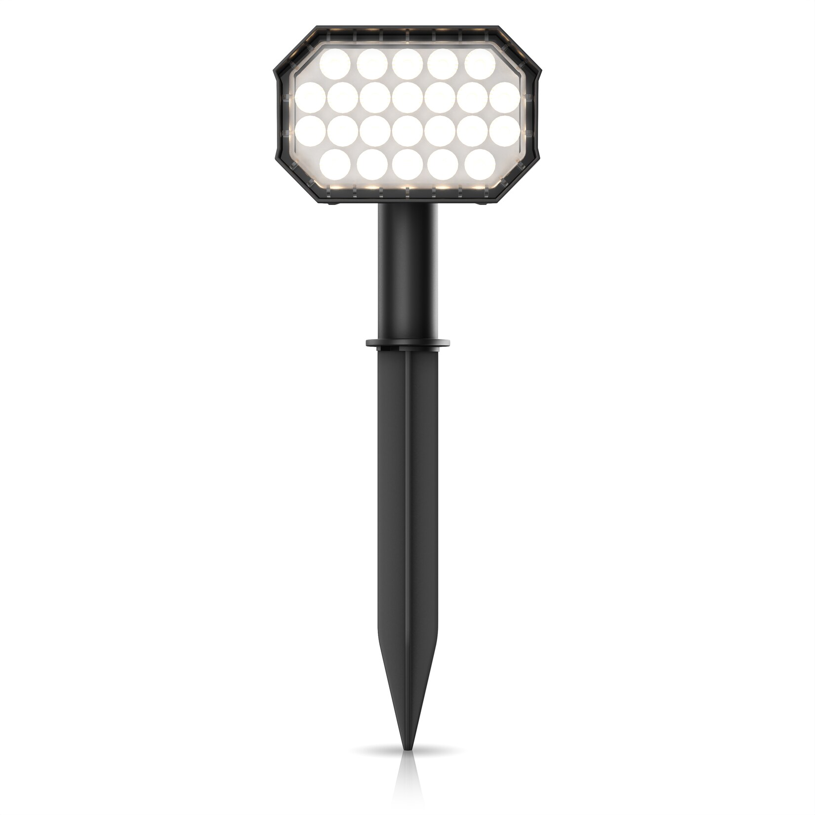 1x LED Gartenstrahler Solar Erdspießleuchte, Akku Gartenleuchte, Solarspotlight Wandmontage, Ein-/Ausschalter; mehrere Helligkeitsstufen, LED fest integriert, Warmweiß, Solarstrahler 80 Lumen, Solarleuchte warnweiß, für Garten, Balkon IP65