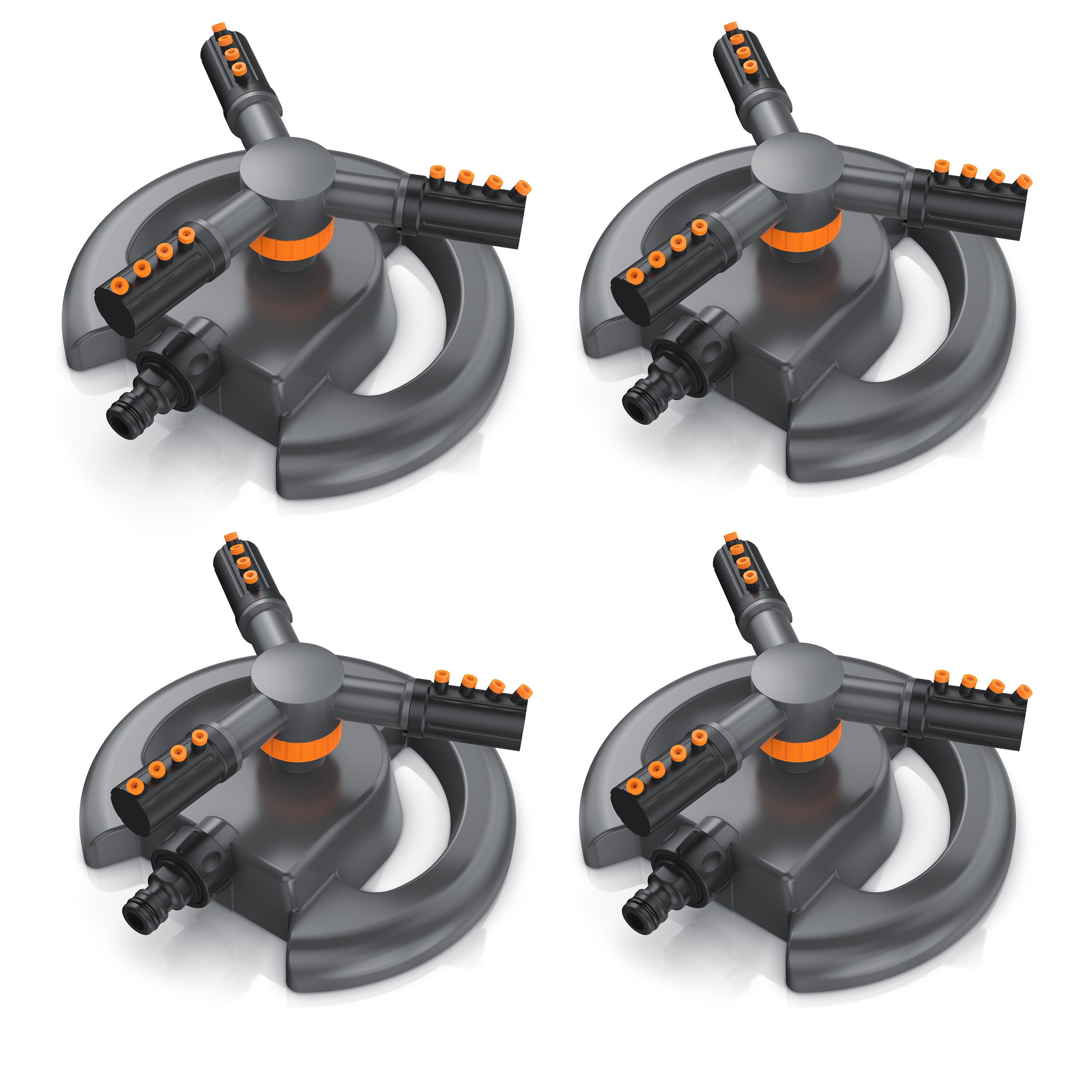 Brandson 4x Kreisregner Garten Sprinkler, 360&deg; Rasensprenger, 3 Arm Rasensnsprikler rotierend, f&uuml;r Fl&auml;chen bis 314 m&sup2;, Sprenger Bew&auml;sserungssystem, Bew&auml;sserungsanlagen, Gardena kompatibel 