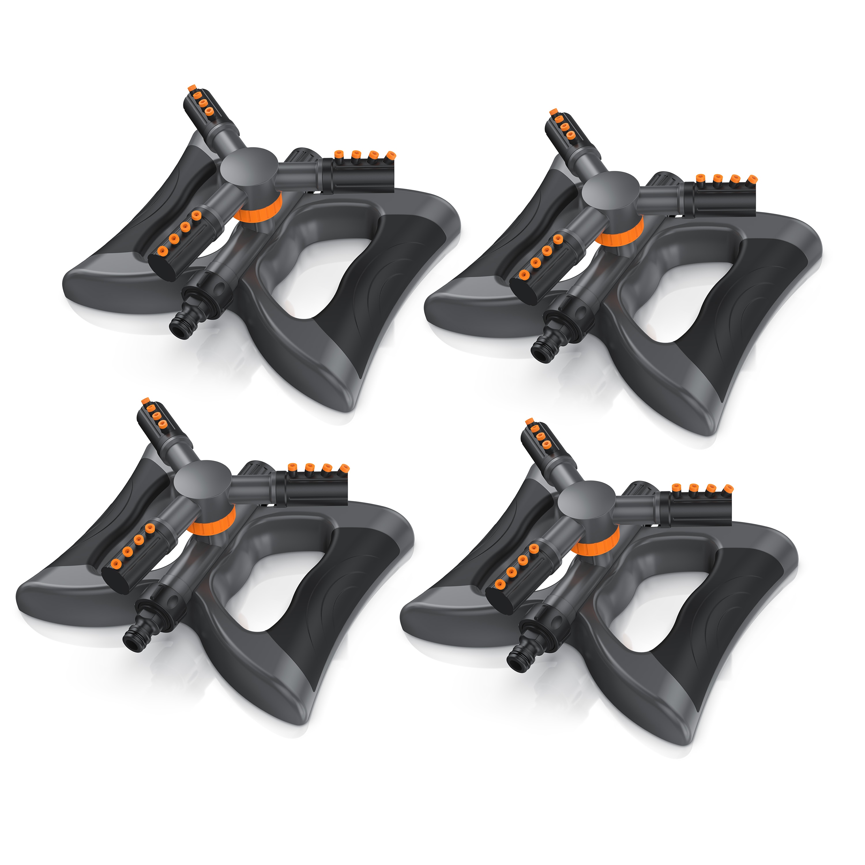 Brandson 4x Kreisregner Garten Sprinkler, 360&deg; Rasensprenger, 3 Arm Rasensnsprikler rotierend, f&uuml;r Fl&auml;chen bis 314 m&sup2;, Sprenger Bew&auml;sserungssystem, Bew&auml;sserungsanlagen, Gardena kompatibel 