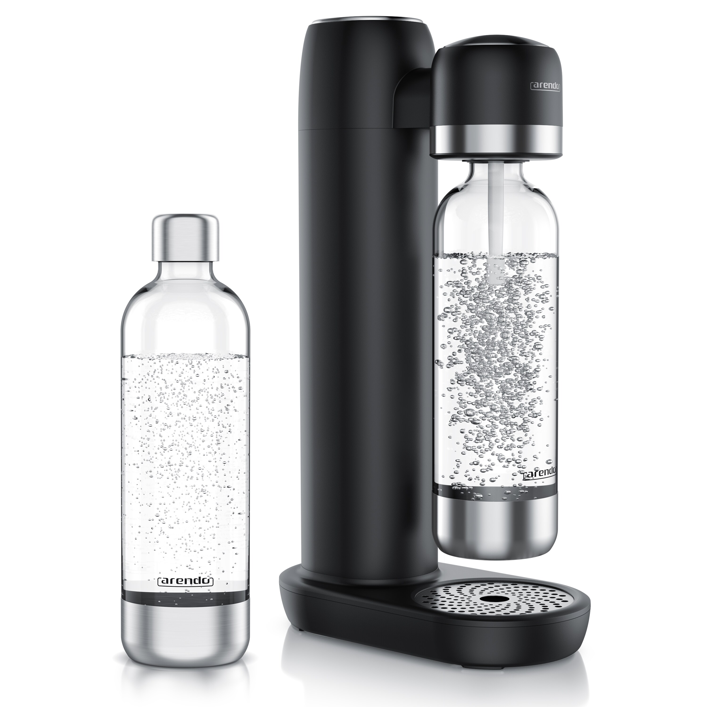 Arendo 3x Wassersprudler Soda Maker mit 2x 1000 ml Flaschen, kompatibel mit 60l CO2 Zylindern, (Set, 3-tlg., Soda Maker, 2x PET-Flasche), Soda Streamer + 2 Wasserflaschen, BPA-frei, fein dosierbar, Carbonator 