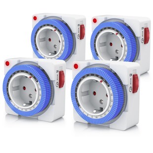BEARWARE 4x Zeitschaltuhr, mechanisch, 24h, kompakt, 15 min. Zeitintervalle, Kinderschutzsicherung 