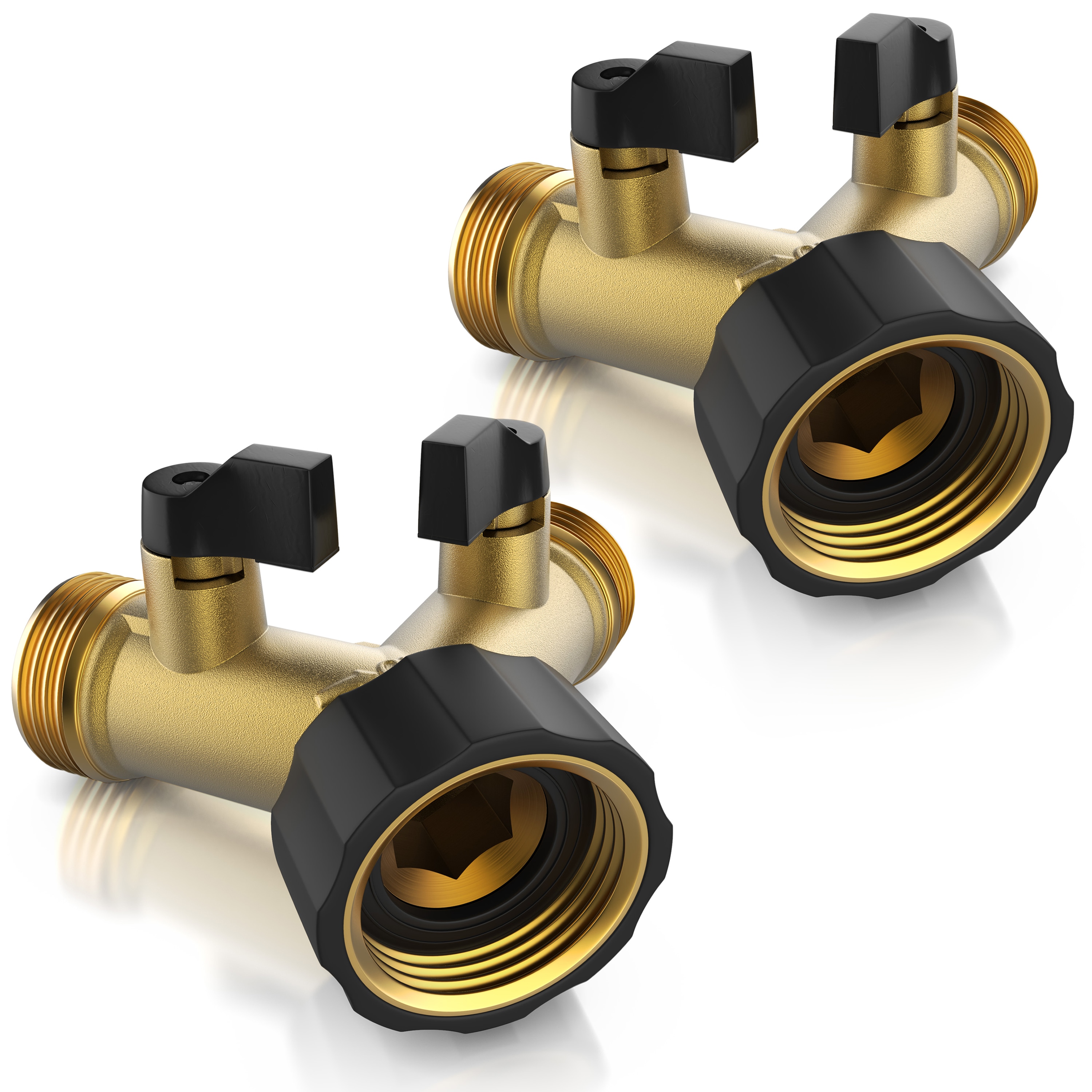 Brandson 2x Wasserventil 2 Wege &ndash; Y-Verteiler f&uuml;r 3/4 Zoll Wasserhahn Splitter 