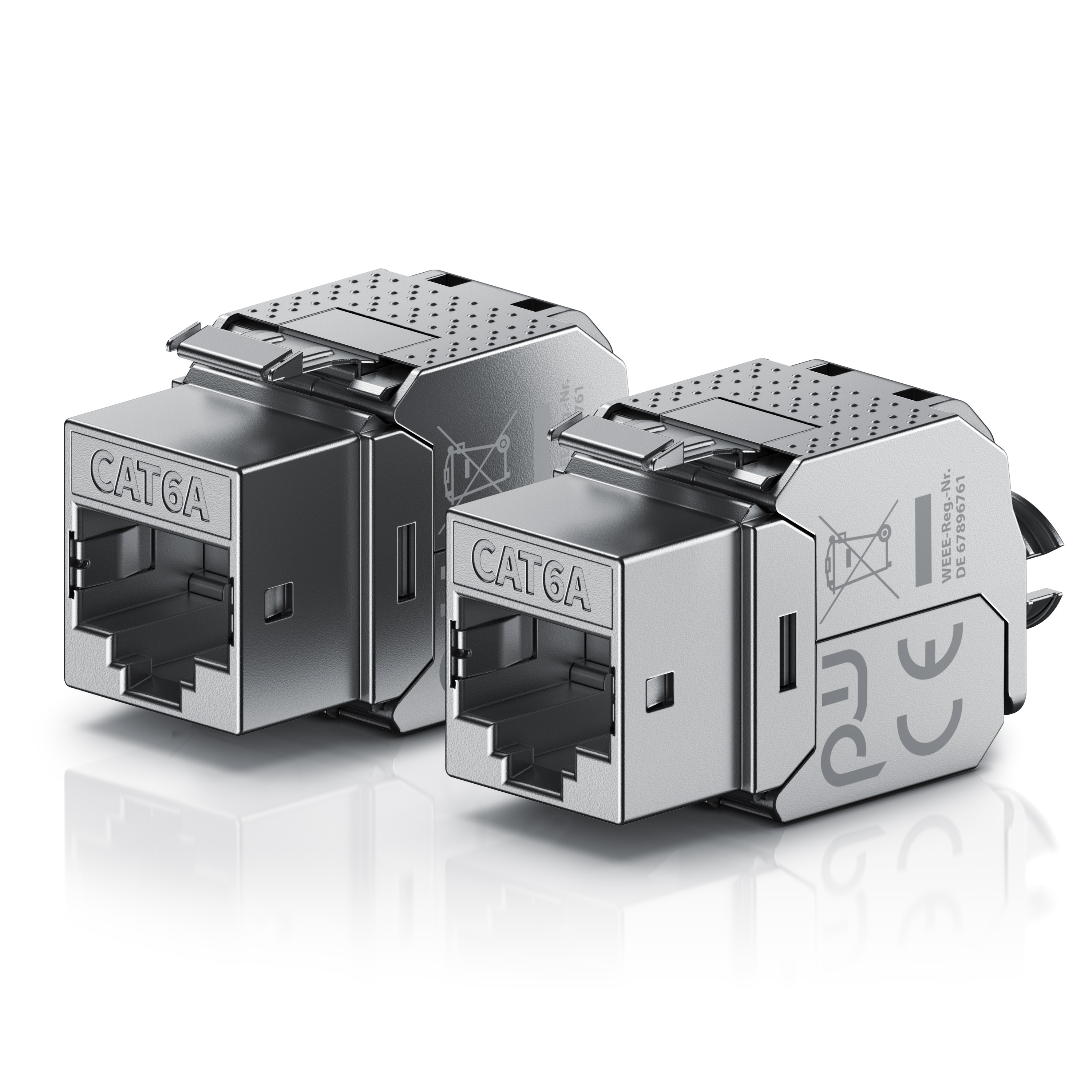 Primewire 2x Netzwerk-Adapter RJ-45 (Ethernet), Buchse zu Netzwerkkabel, CAT.6a Keystone Modul f&uuml;r LAN Kabel, RJ45 Buchse, feldkonfektionierbar 
