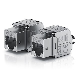 Primewire 2x Netzwerk-Adapter RJ-45 (Ethernet), Buchse zu Netzwerkkabel, CAT.6a Keystone Modul für LAN Kabel, RJ45 Buchse, feldkonfektionierbar 