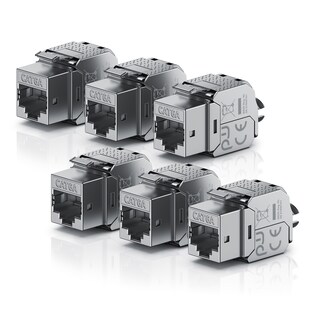 Primewire 6x Netzwerk-Adapter RJ-45 (Ethernet), Buchse zu Netzwerkkabel, CAT.6a Keystone Modul für LAN Kabel, RJ45 Buchse, feldkonfektionierbar 