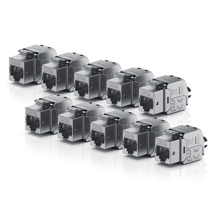 Primewire 10x Netzwerk-Adapter RJ-45 (Ethernet), Buchse zu Netzwerkkabel, CAT.6a Keystone Modul für LAN Kabel, RJ45 Buchse, feldkonfektionierbar 