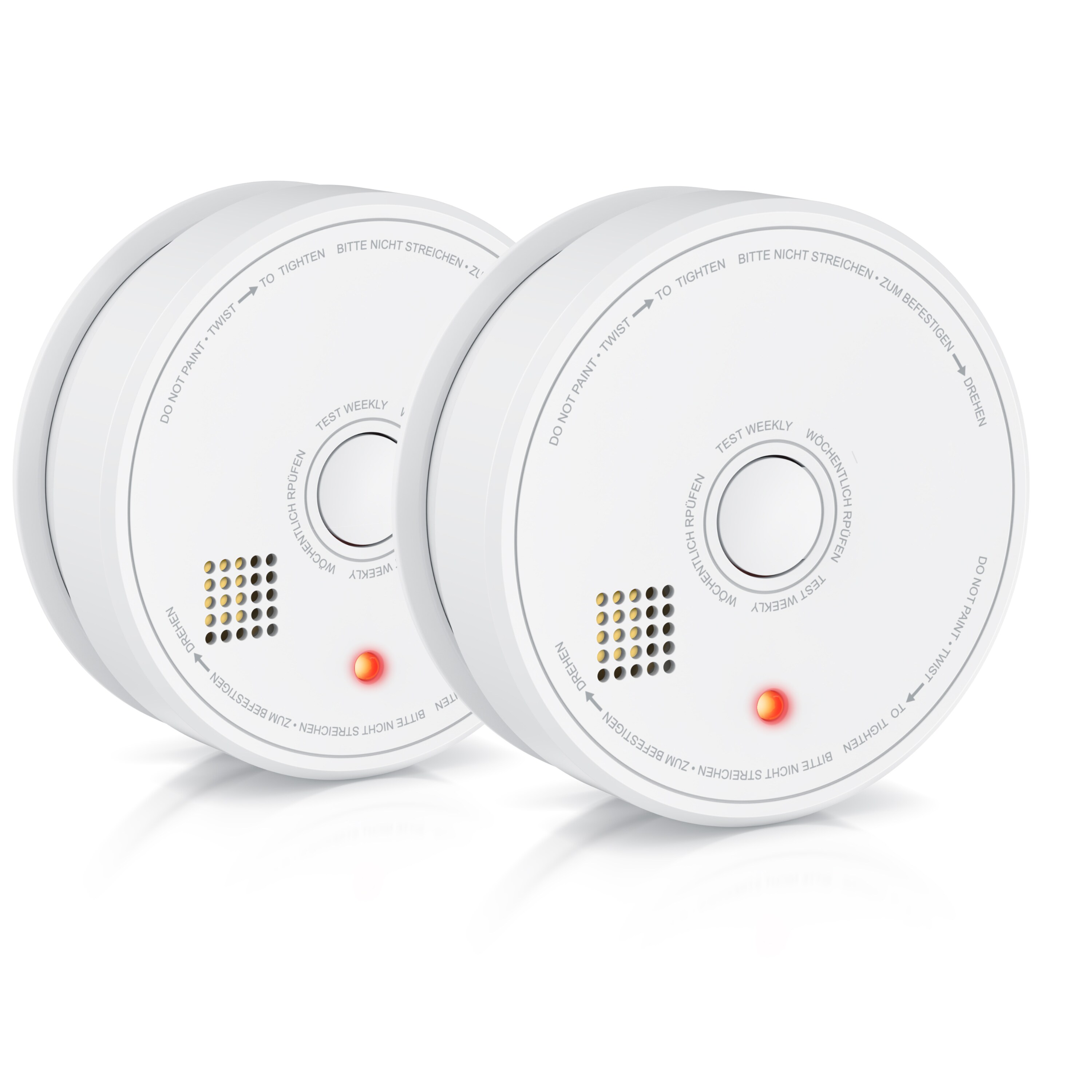 Brandson 2x Rauchmelder (Wechselbare Batterie, wiederverwendbar, Batteriewarnung, T&Uuml;V gepr&uuml;ft) 