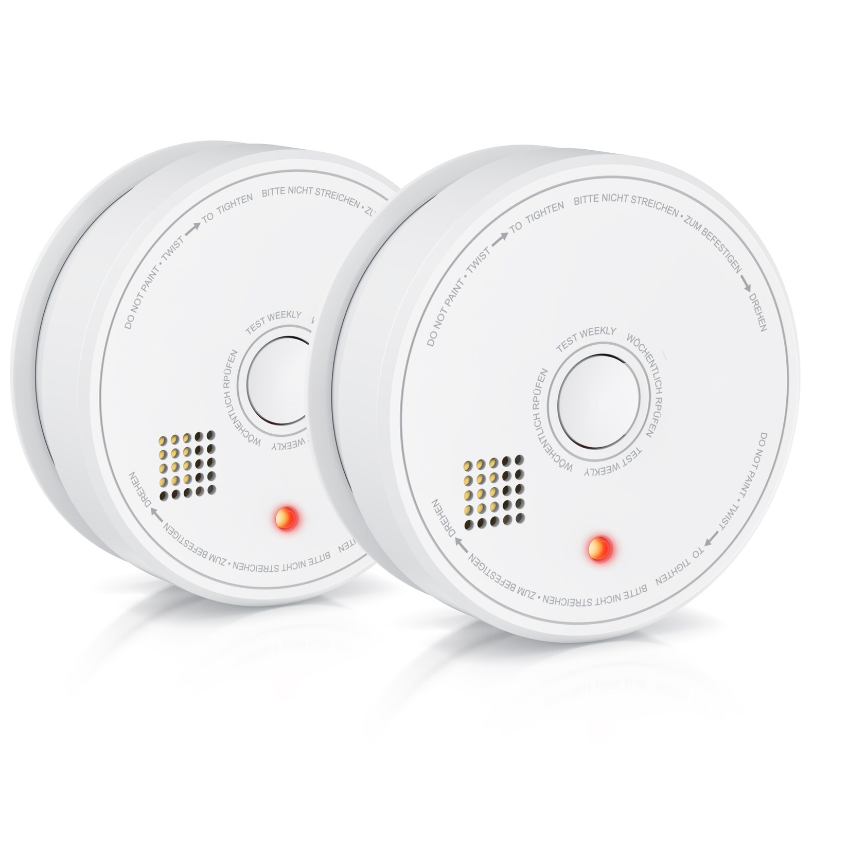 2x Rauchmelder (Wechselbare Batterie, wiederverwendbar, Batteriewarnung, TÜV geprüft)