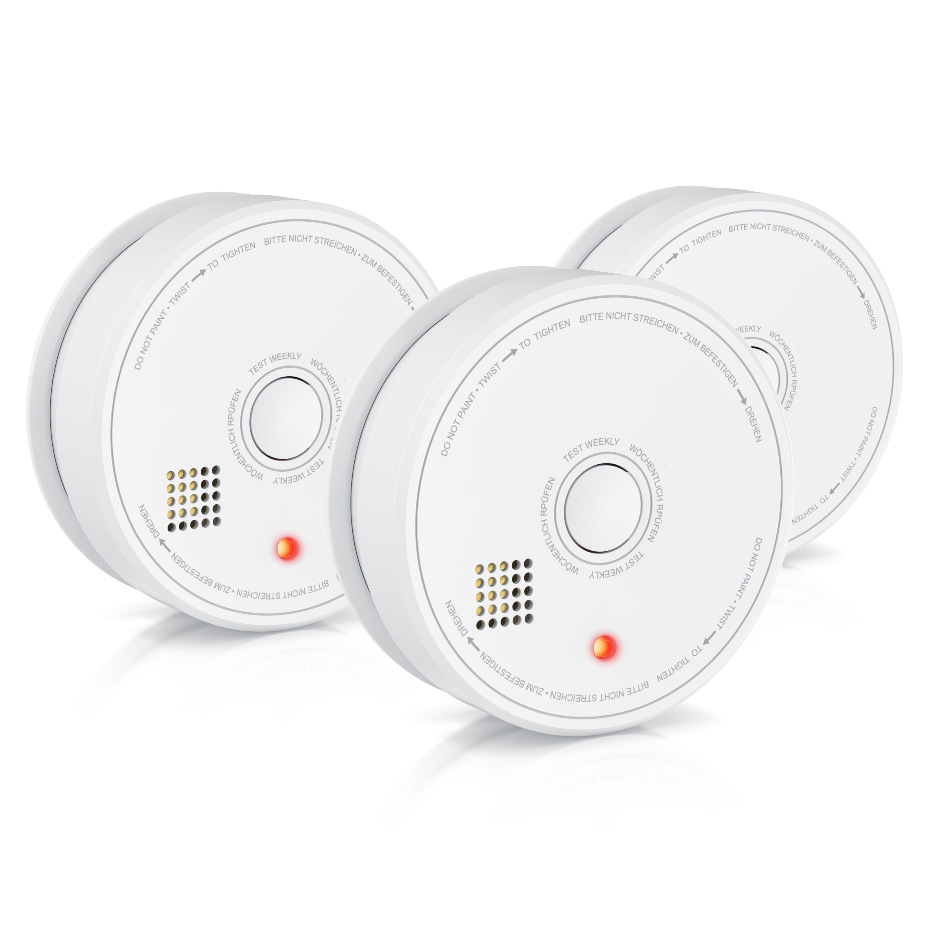Brandson 3x Rauchmelder (Wechselbare Batterie, wiederverwendbar, Batteriewarnung, T&Uuml;V gepr&uuml;ft) 