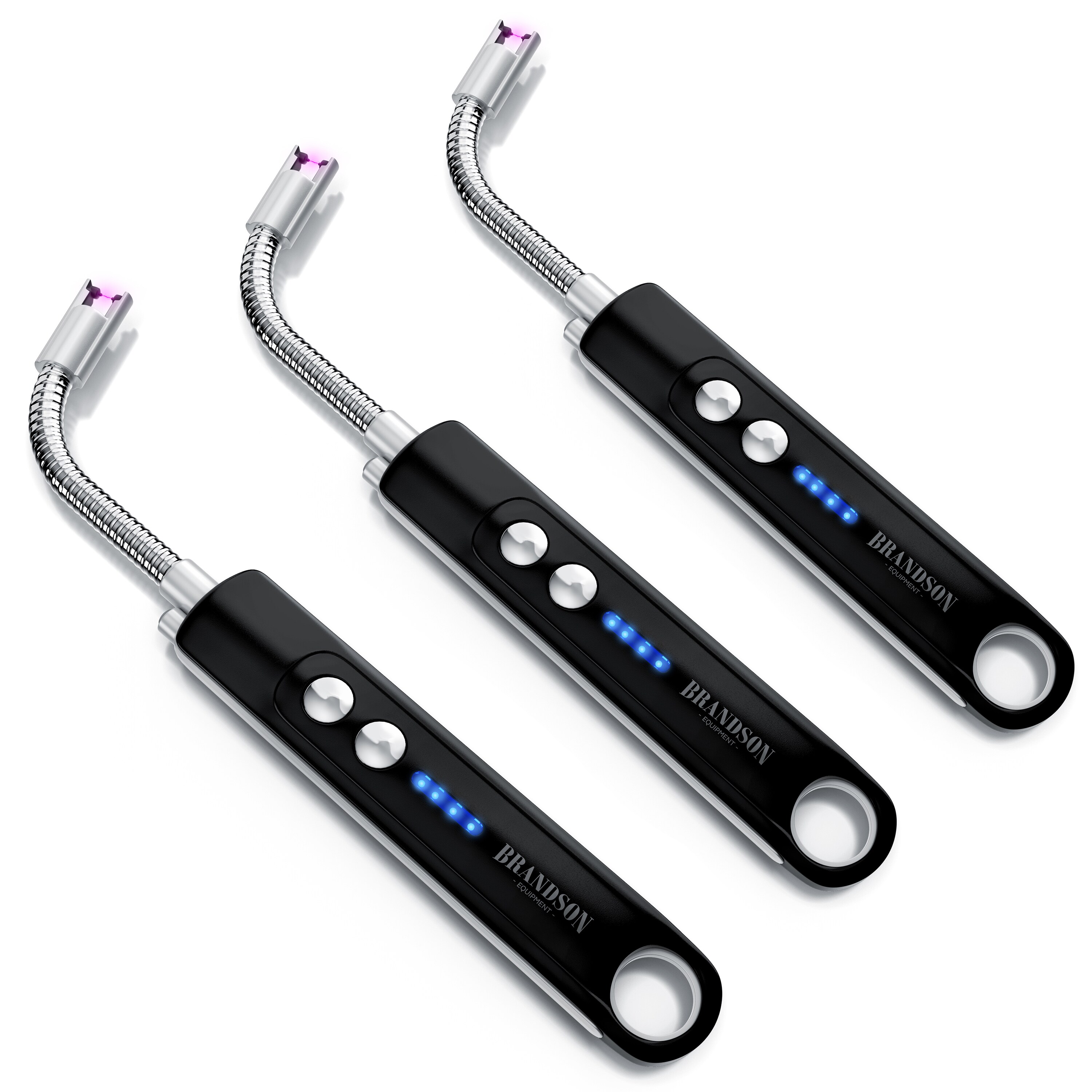 Brandson 3x Feuerzeug elektrisch, Lichtbogen Stabfeuerzeug USB aufladbar, Kerzenanz&uuml;nder f&uuml;r K&uuml;che, Kerzen, Gasherde, Grill, Kamin 
