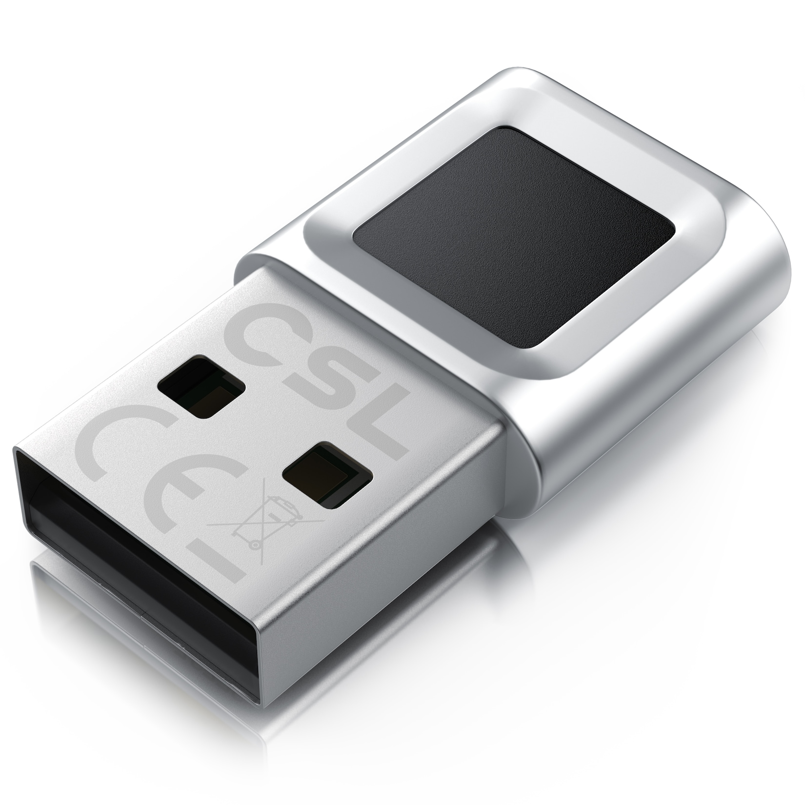 CSL Fingerabdrucksensor V3 mit USB-A, für Windows 11 Hello, bis 10 Fingerabdrücke pro Profil, 360°-Erkennung, Plug & Play, Aluminium