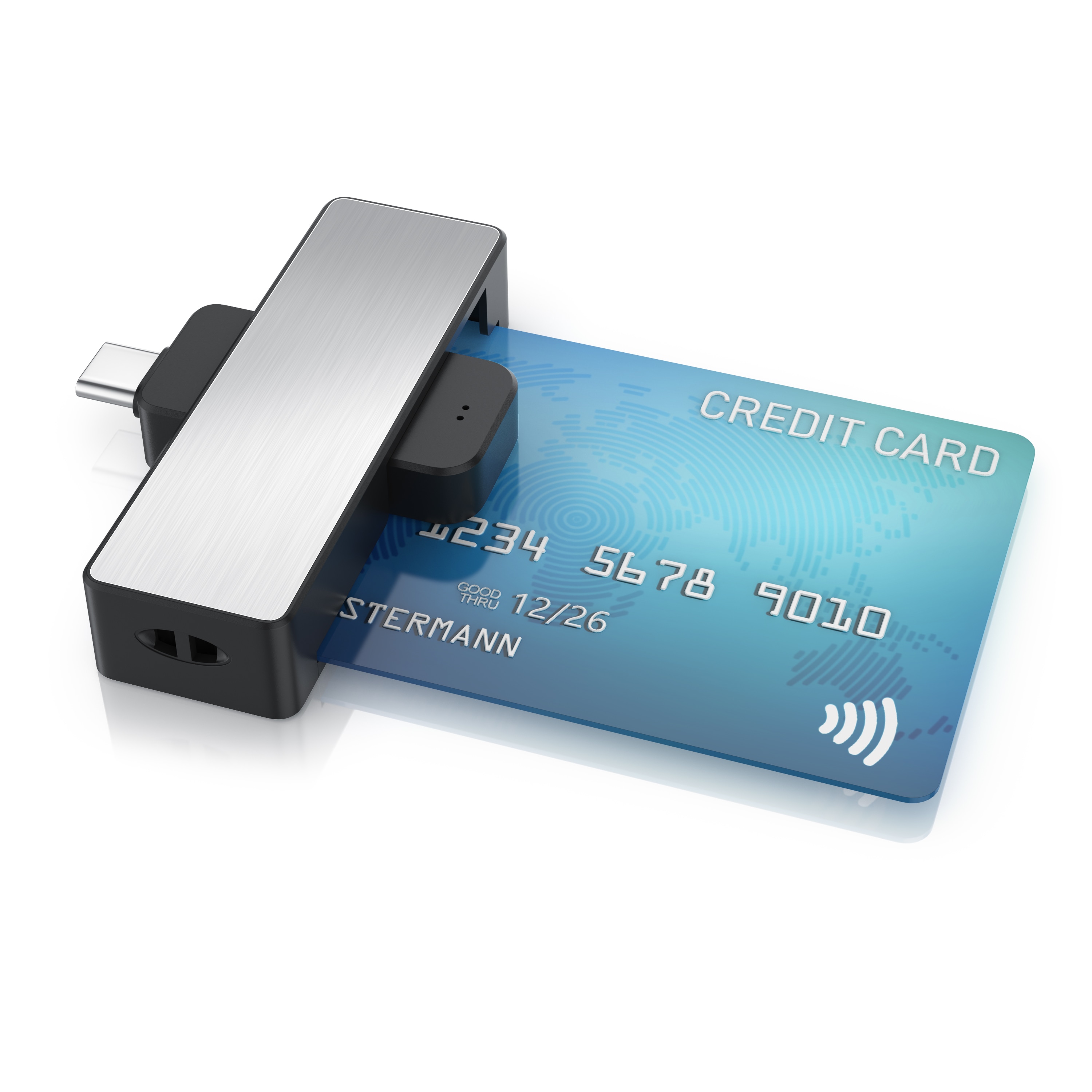 CSL USB-C-Chipkartenleser, kompakter Smart Card Reader f&uuml;r ISO-7816-Chipkarten, Plug & Play, Windows 10 und 11, faltbarer Anschluss 