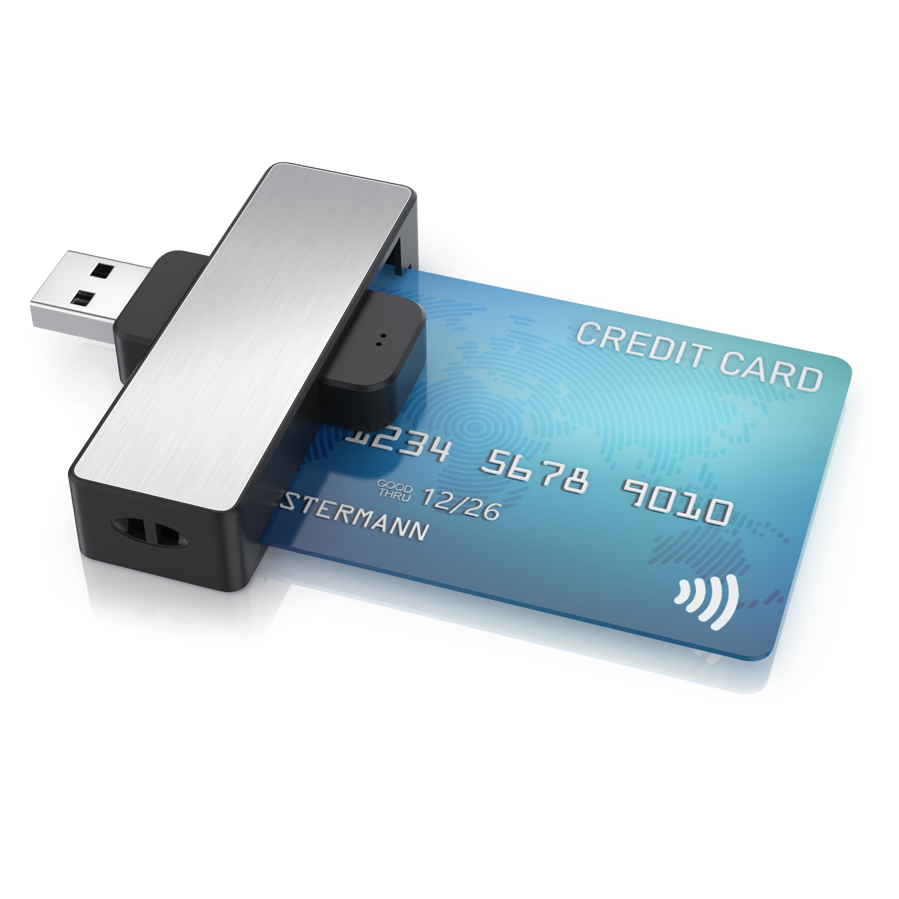 CSL USB-A-Chipkartenleser, kompakter Smart Card Reader f&uuml;r ISO-7816-Chipkarten, Plug & Play, Windows 10 und 11, faltbarer Anschluss 